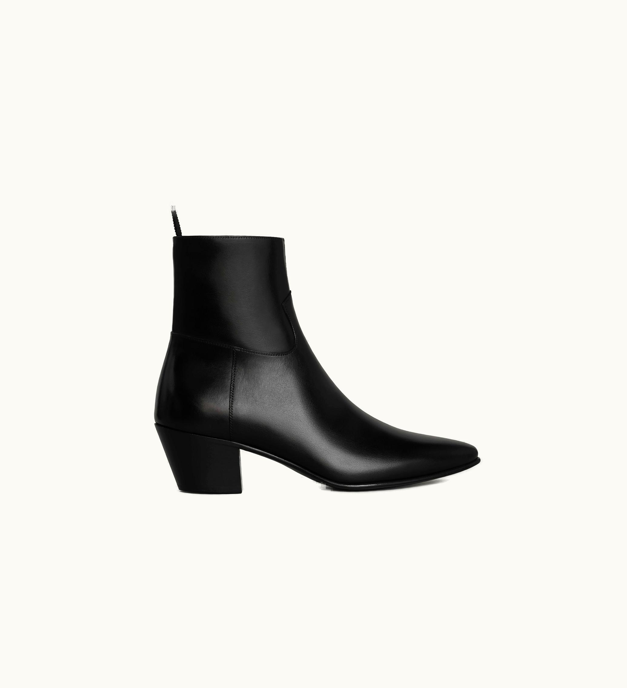 Celine Celine Jacno Zipped Boot In Shiny Calfskin - Black