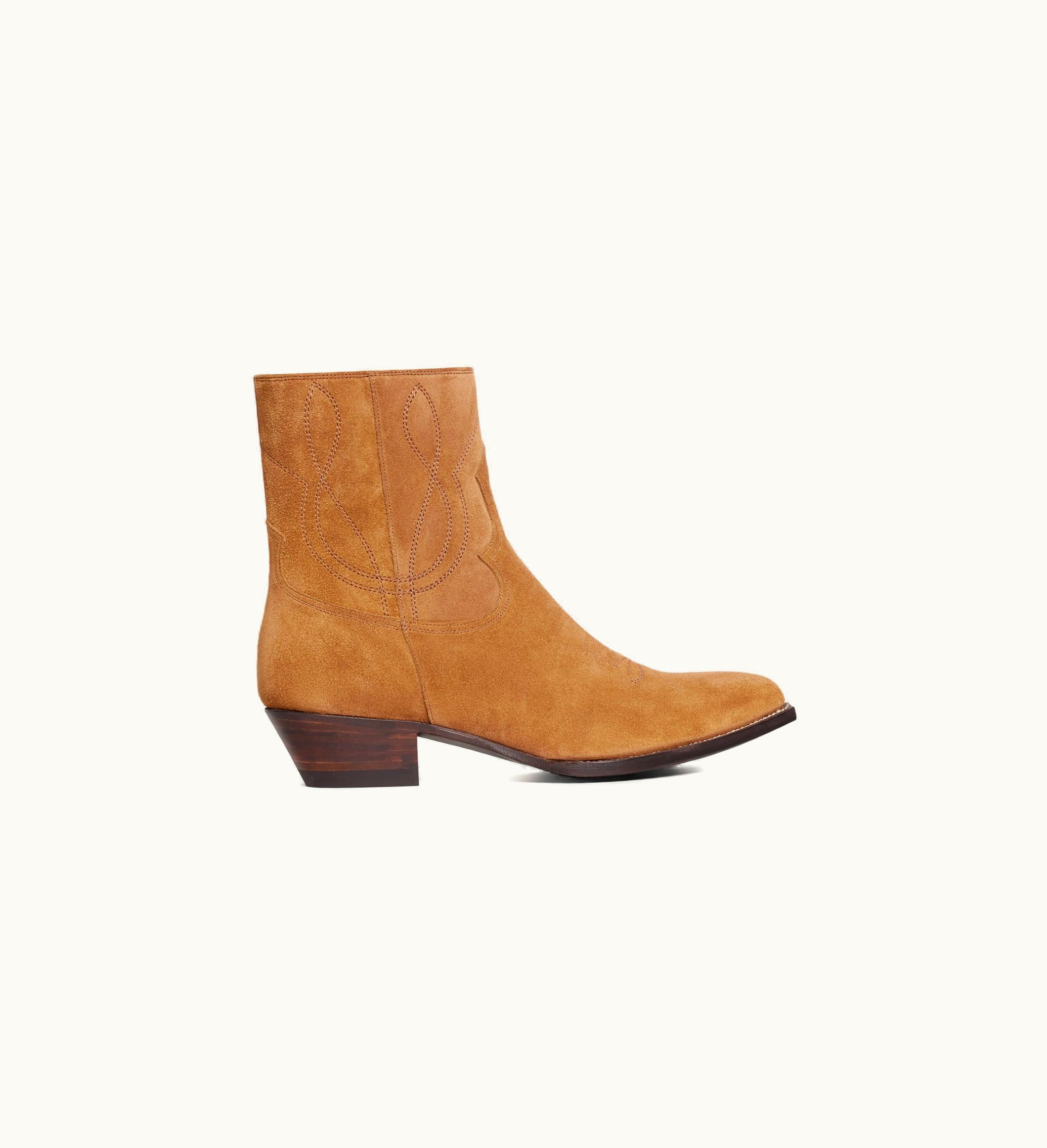 Celine Celine Zipped Western Boots In Suede Calfskin - Havana