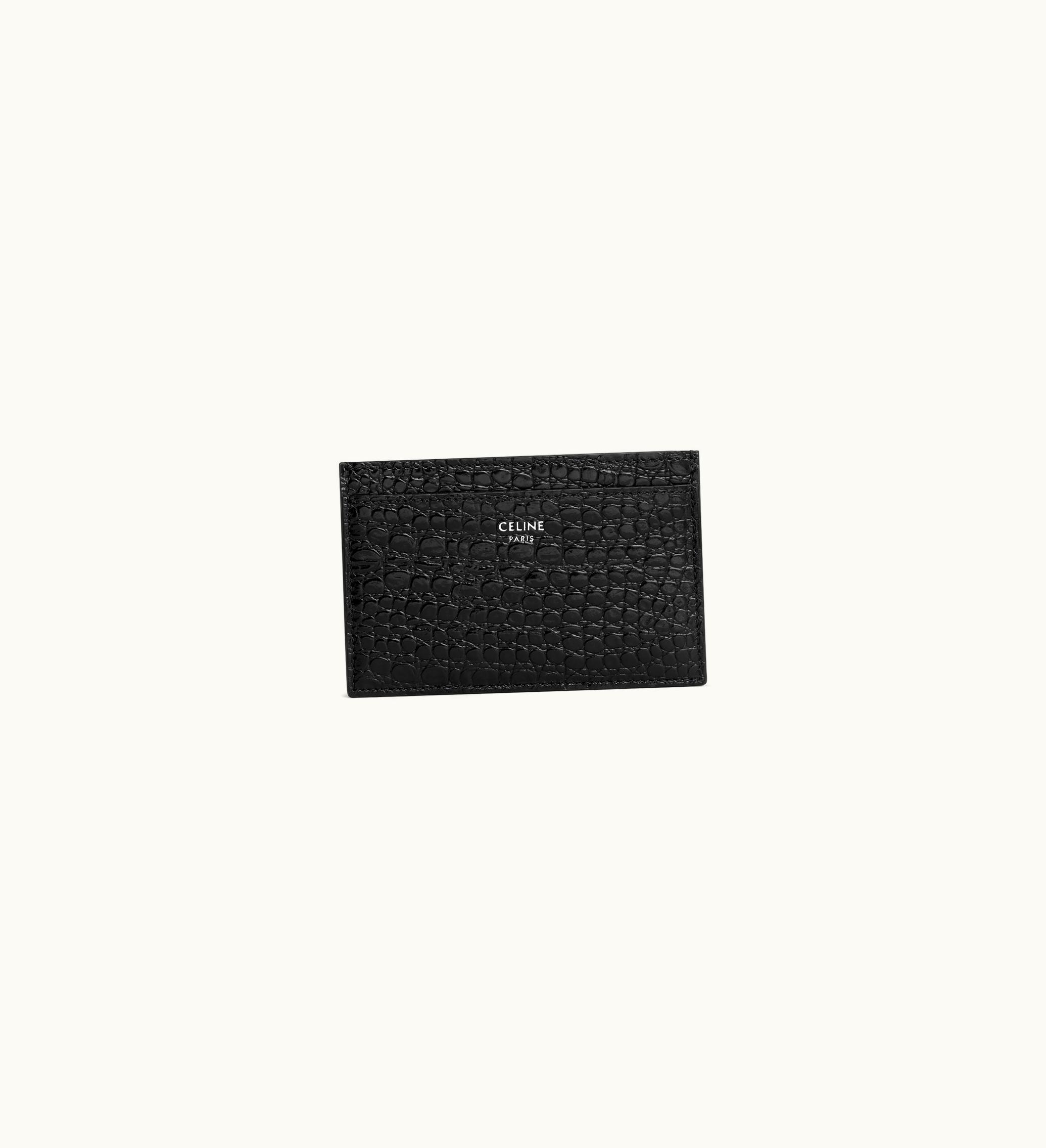 Celine Celine Card Holder In Crocodile Embossed Calfskin - Black