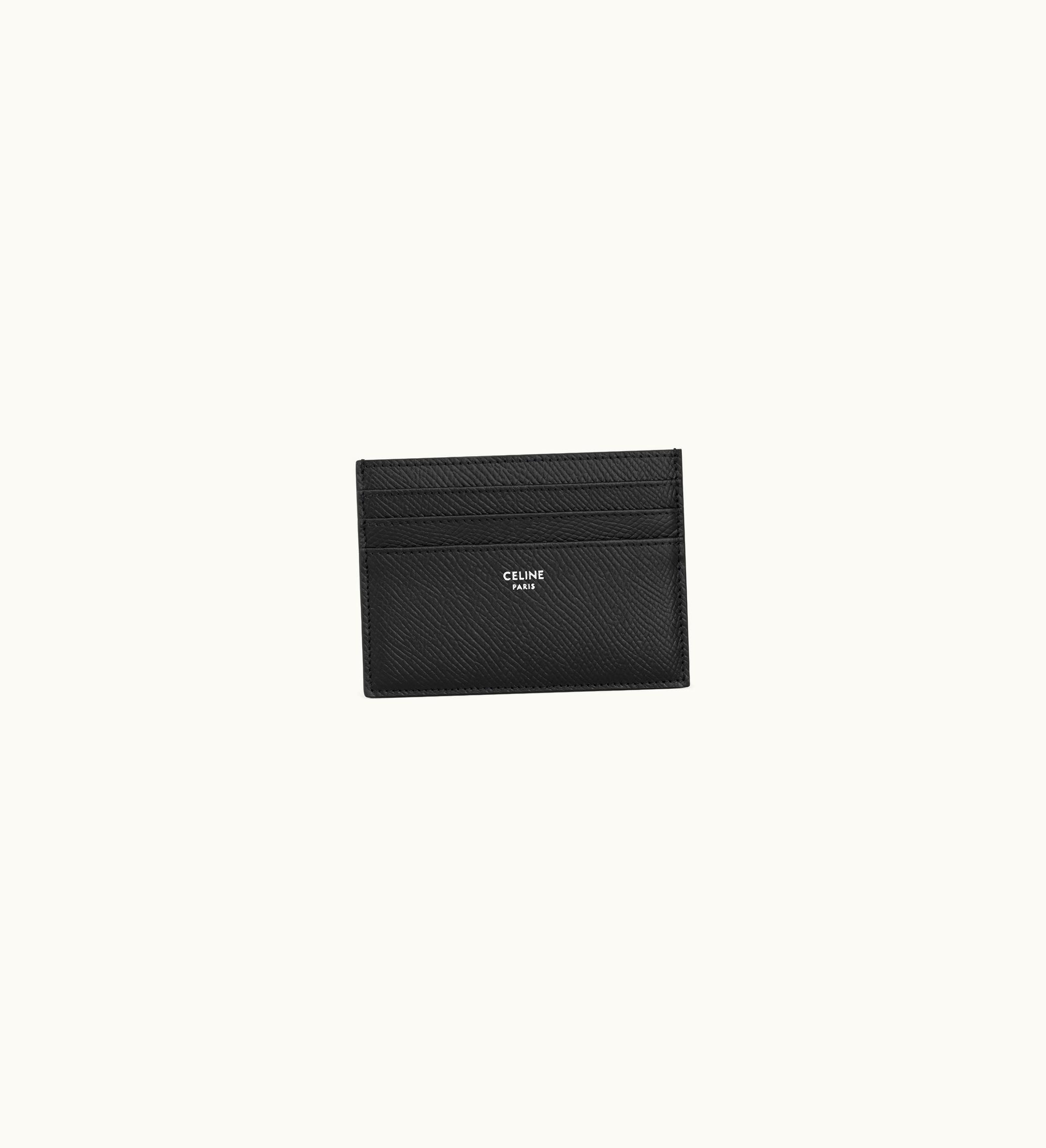 Celine Celine Large Card Holder In Grained Calfskin - Black