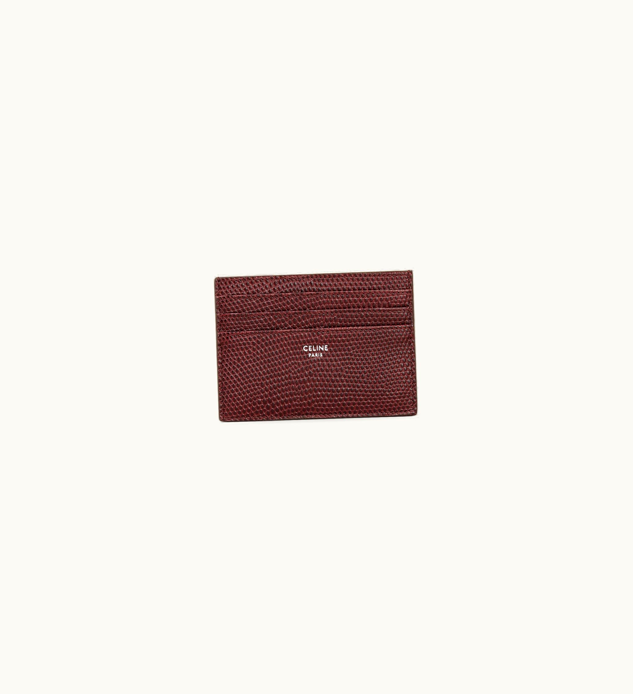 Celine Celine Large Card Holder In Lizard Embossed Calfskin - Burgundy