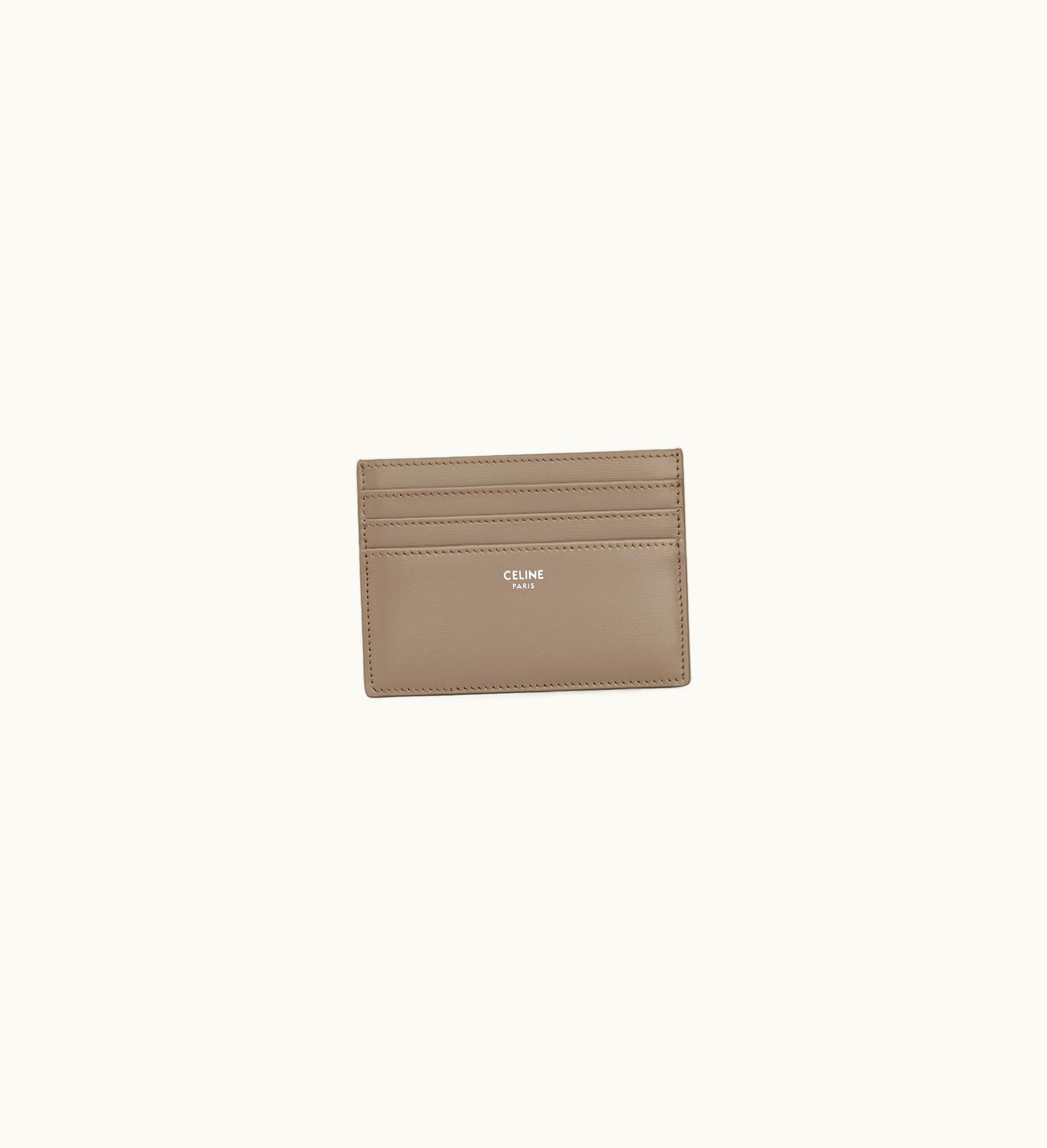 Celine Celine Large Card Holder In Shiny Calfskin - Smokey Taupe