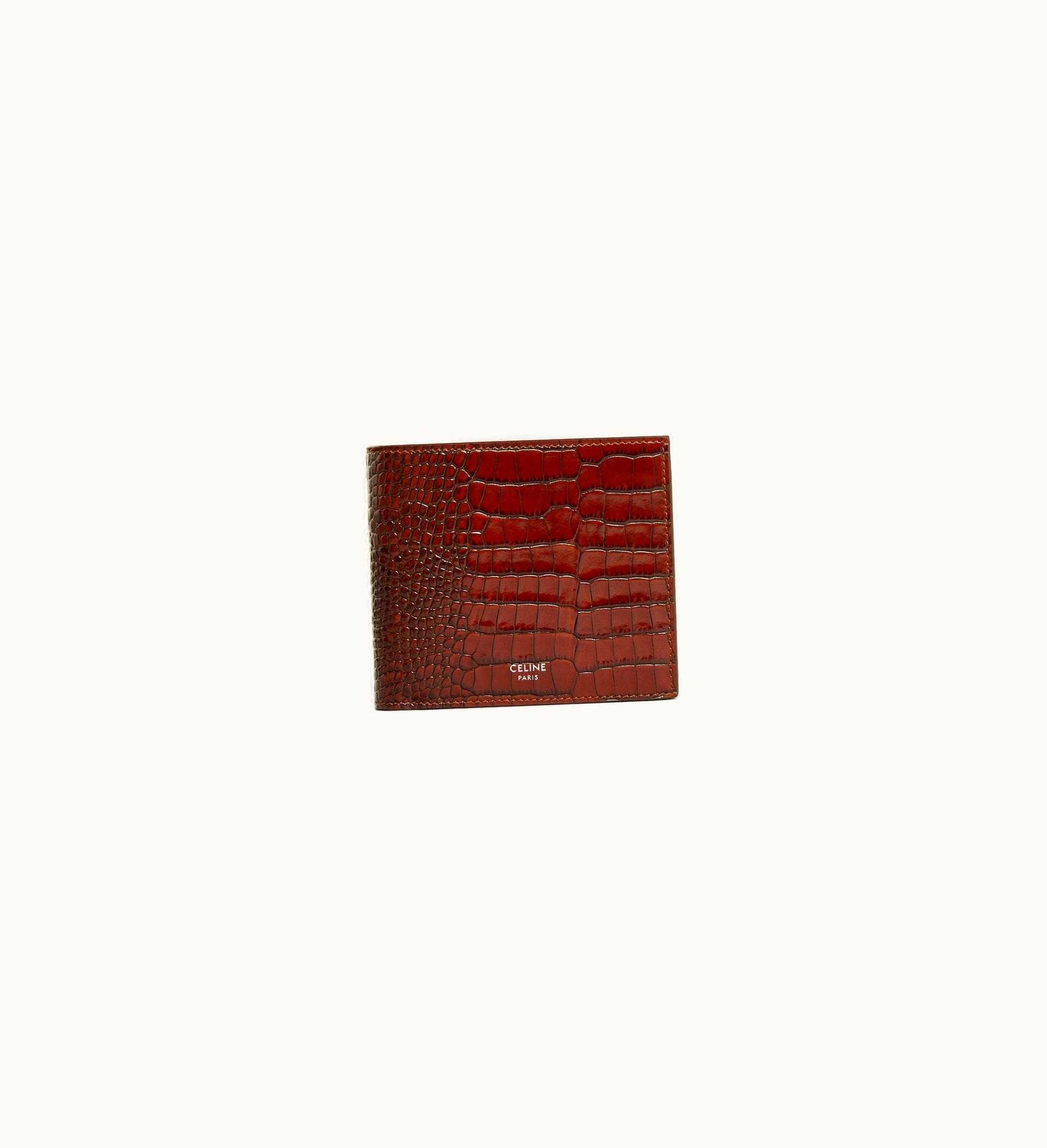 Celine Celine BI-FOLD Wallet With Coin Compartment In Crocodile Embossed Calfskin - Brown