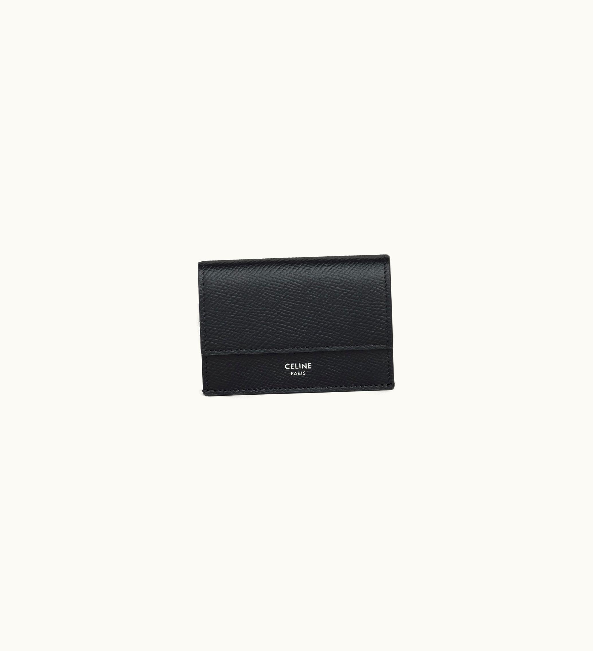 Celine Celine Folded Compact Wallet In Grained Calfskin - Black