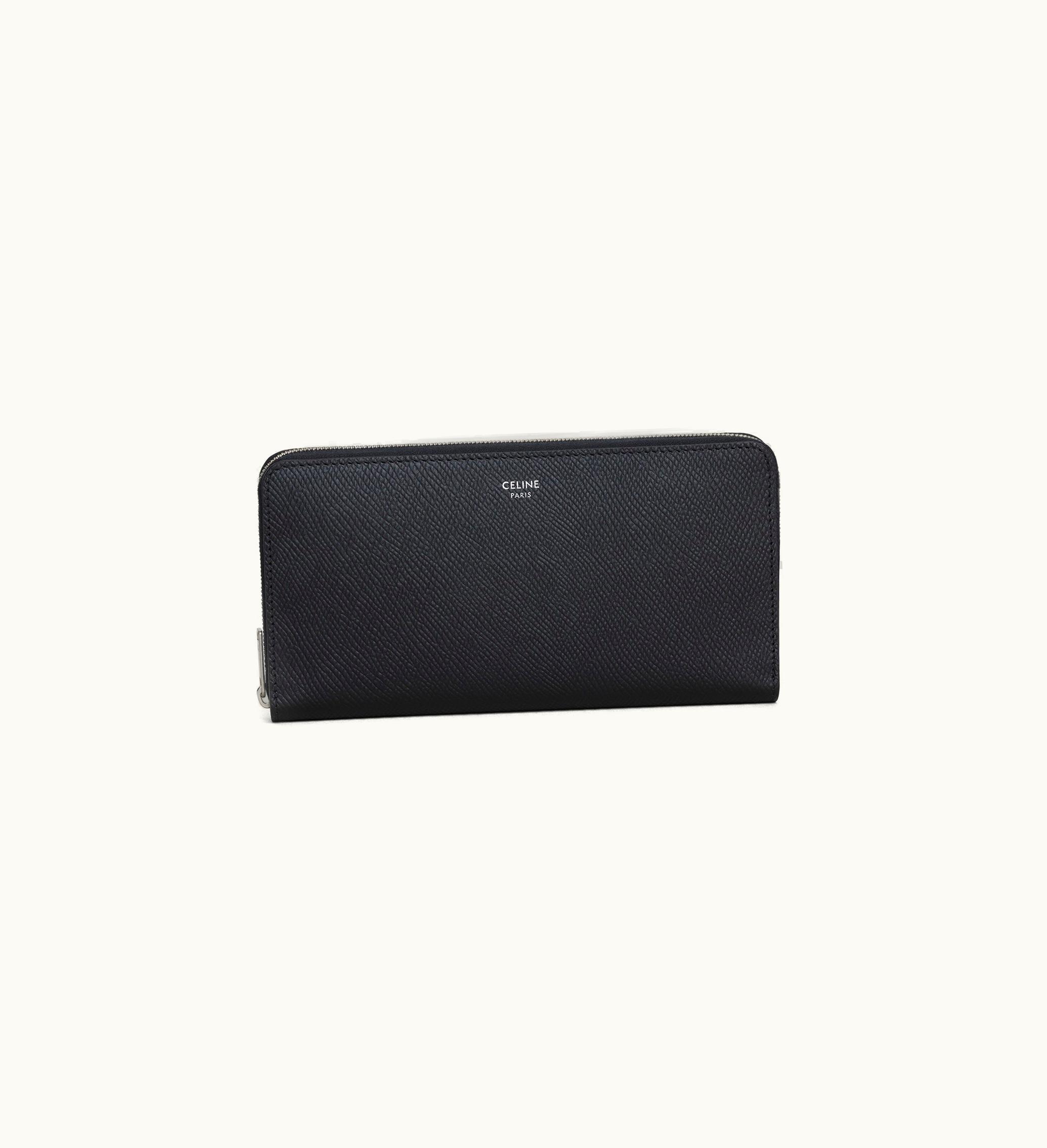 Celine Celine Large Zipped Wallet In Grained Calfskin - Black