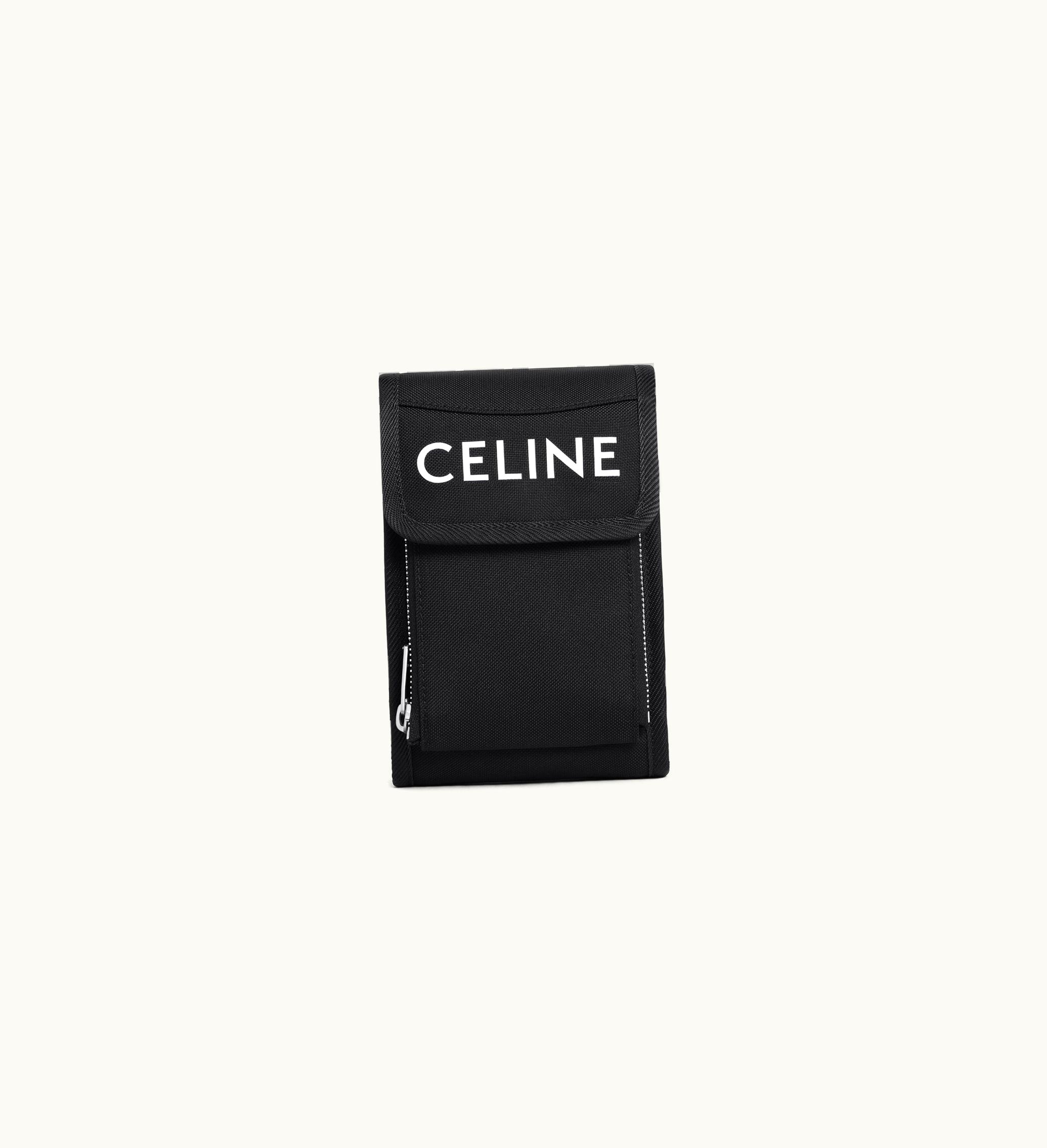Celine Trekking Phone Pouch In Nylon With Celine Print - Black