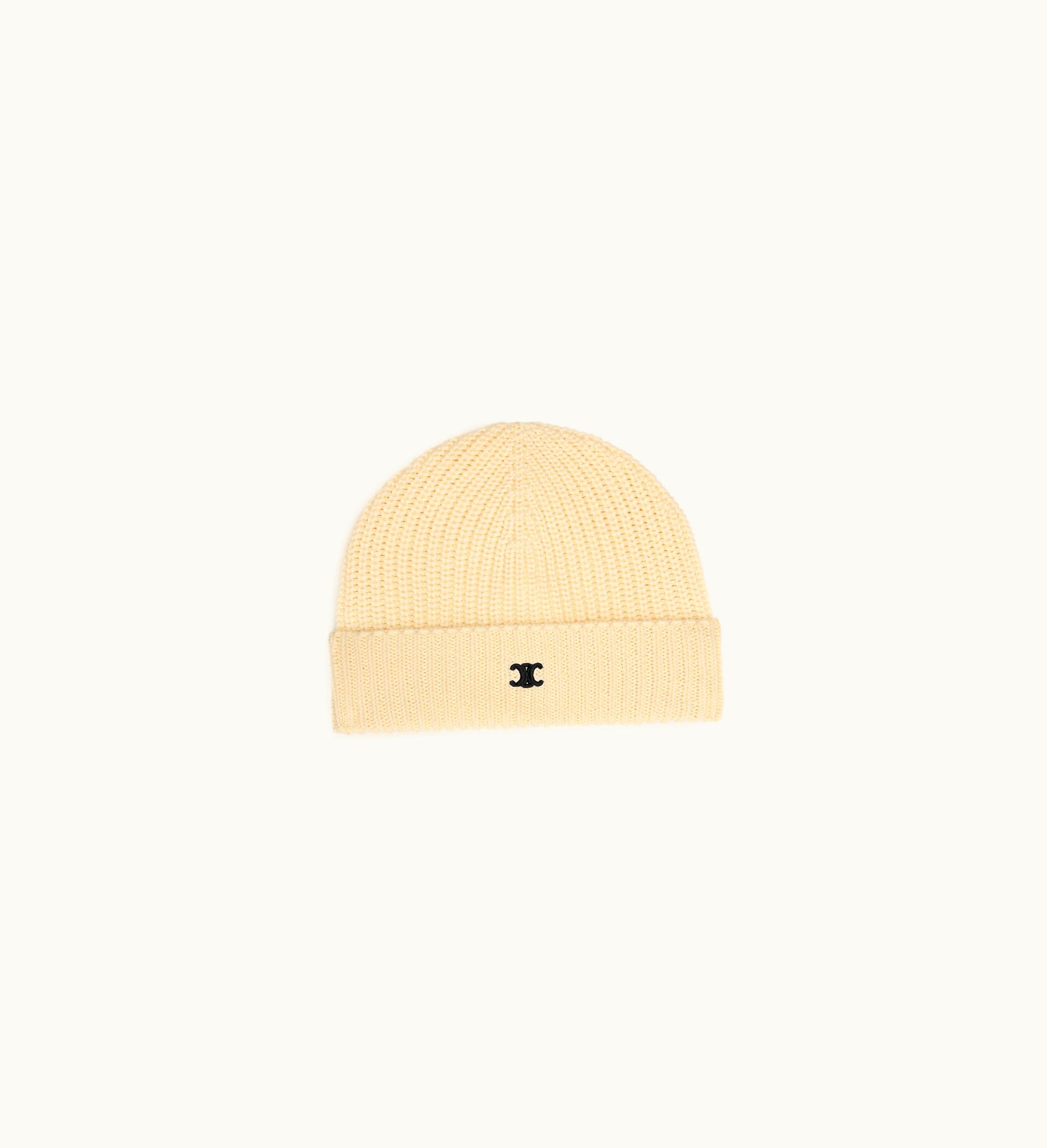 Celine Celine Triomphe Beanie In Cotton - Off White