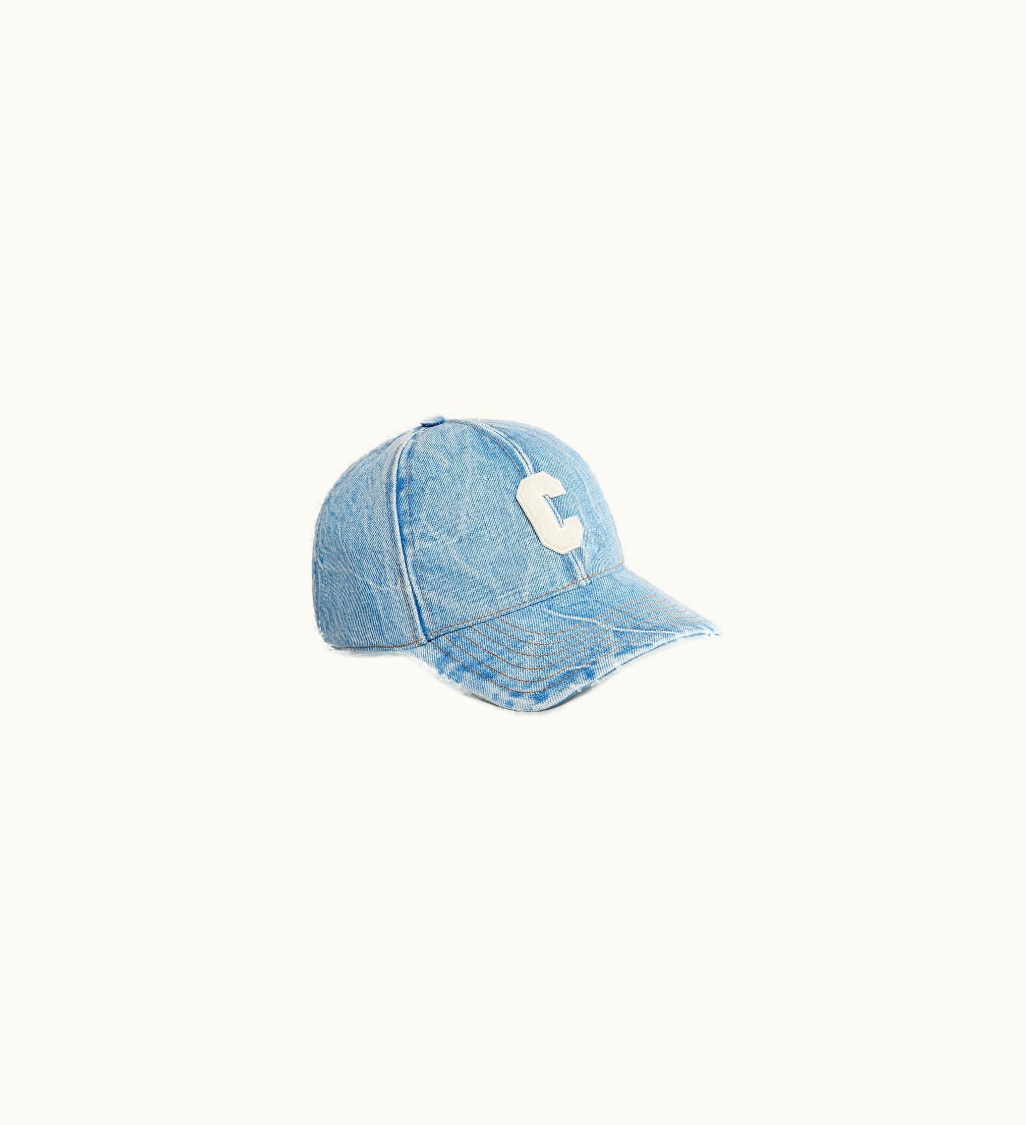 Celine Celine Initial Baseball Cap In Denim - Westside Wash Destroyed