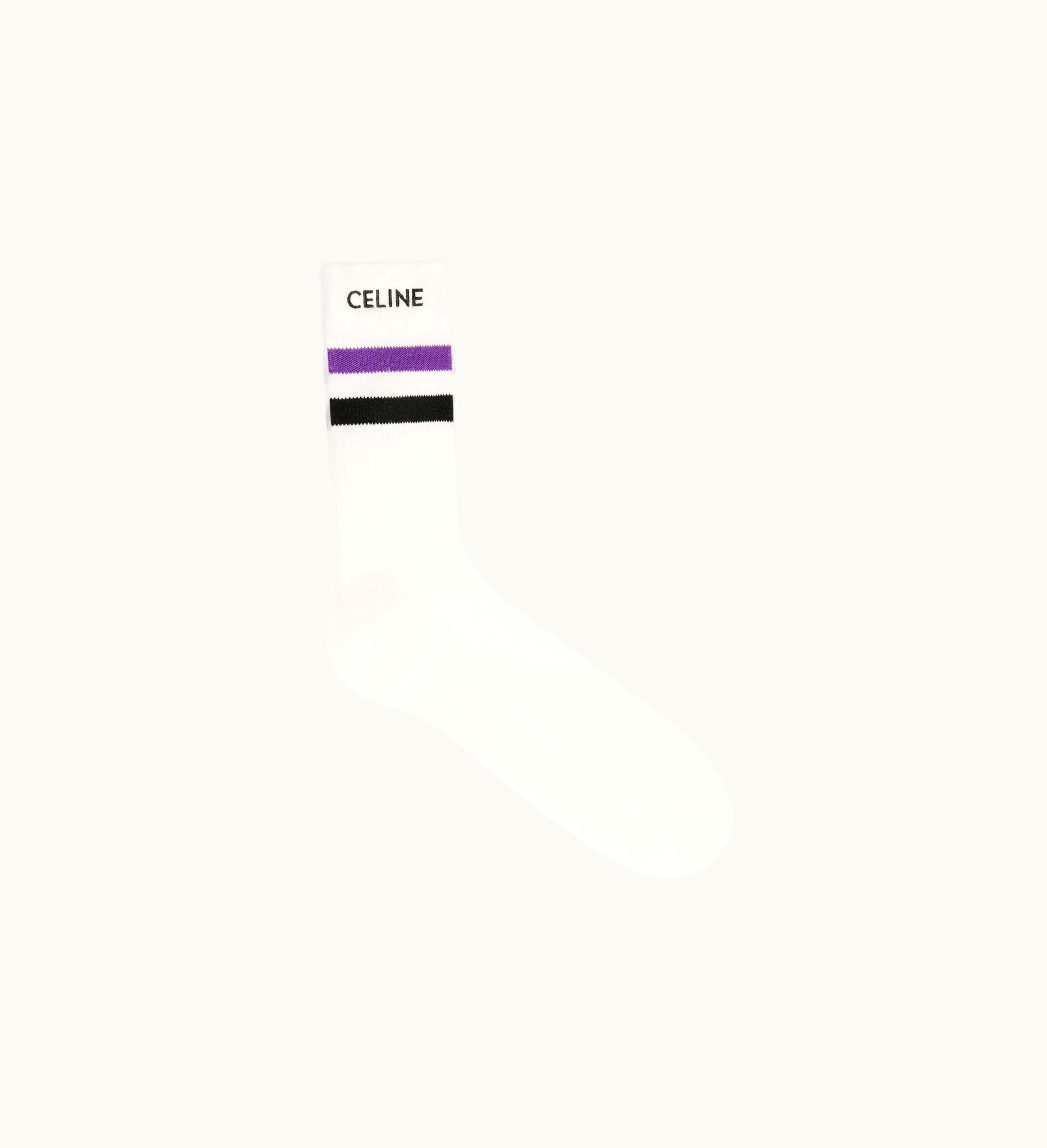 Celine Celine Socks In Striped Cotton - White / Purple