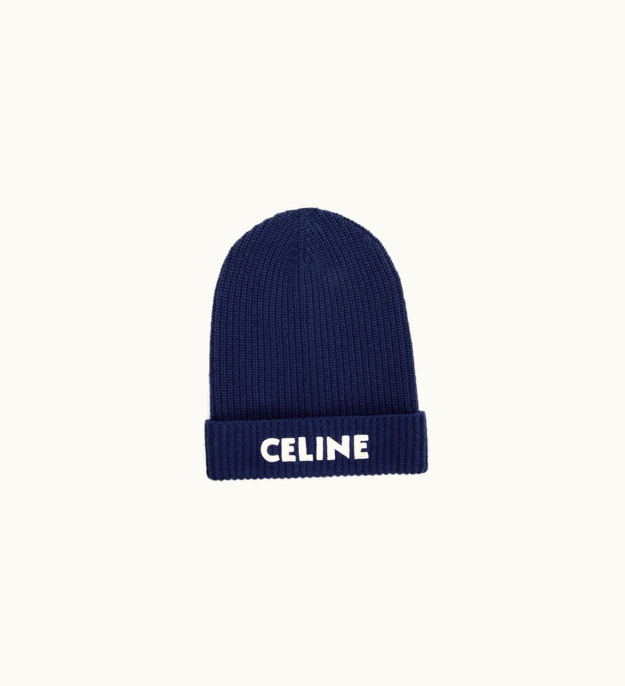 Celine Celine Beanie In Ribbed Wool - Navy