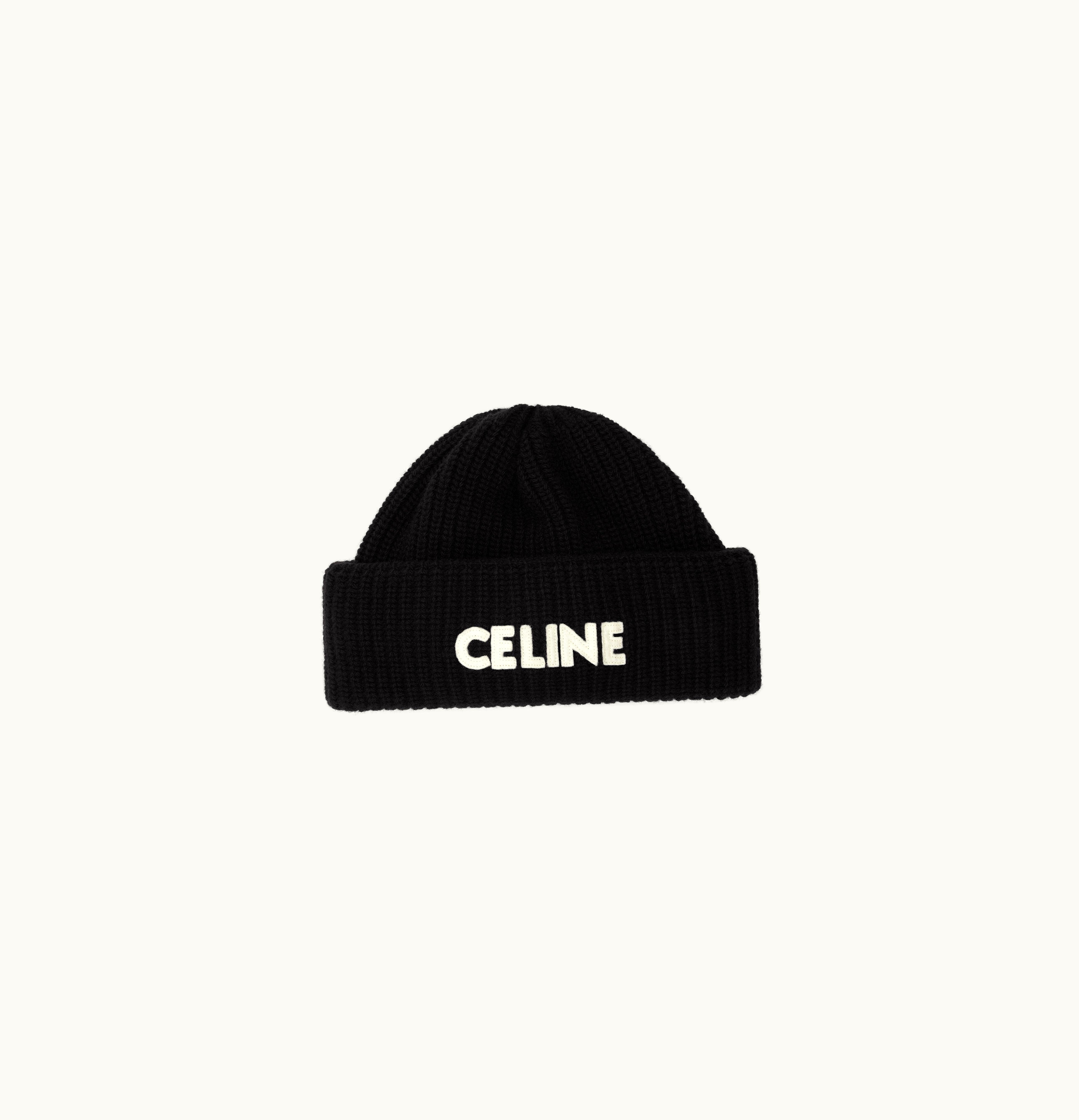 Celine Celine Beanie In Ribbed Wool - Black Black
