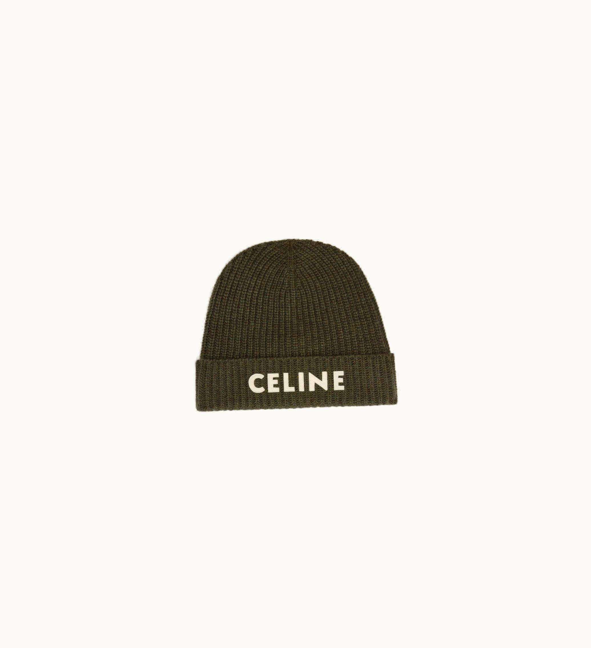 Celine Beanie In Ribbed Wool - Kaki Light