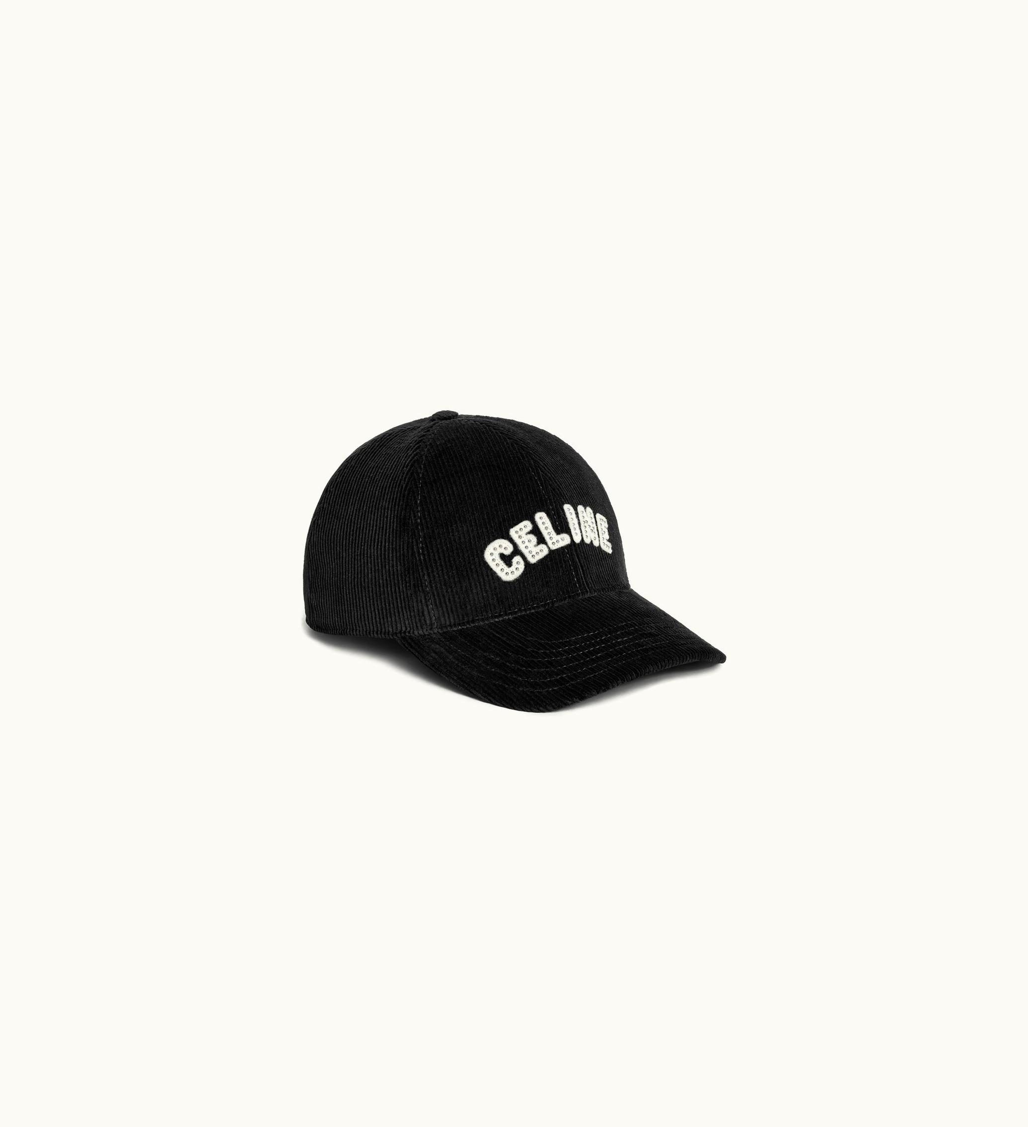 Celine Baseball Cap In Corduroy - Black Black