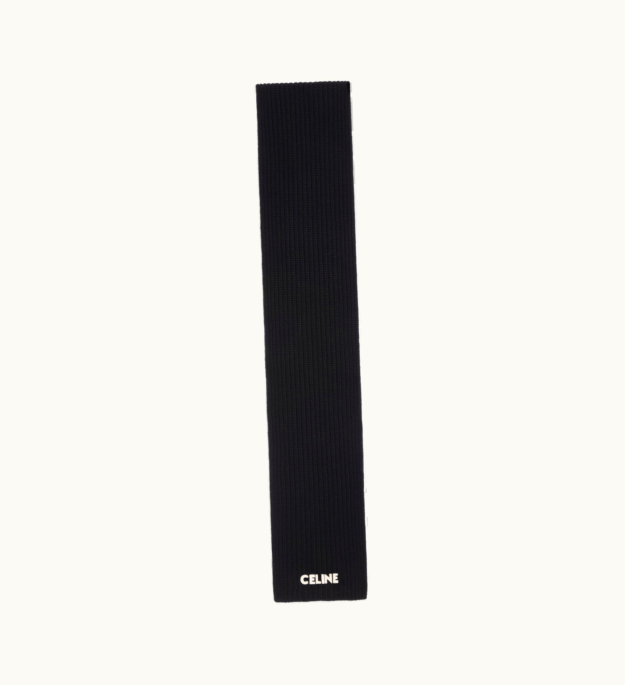 Celine Celine Scarf In Ribbed Wool - Black Black