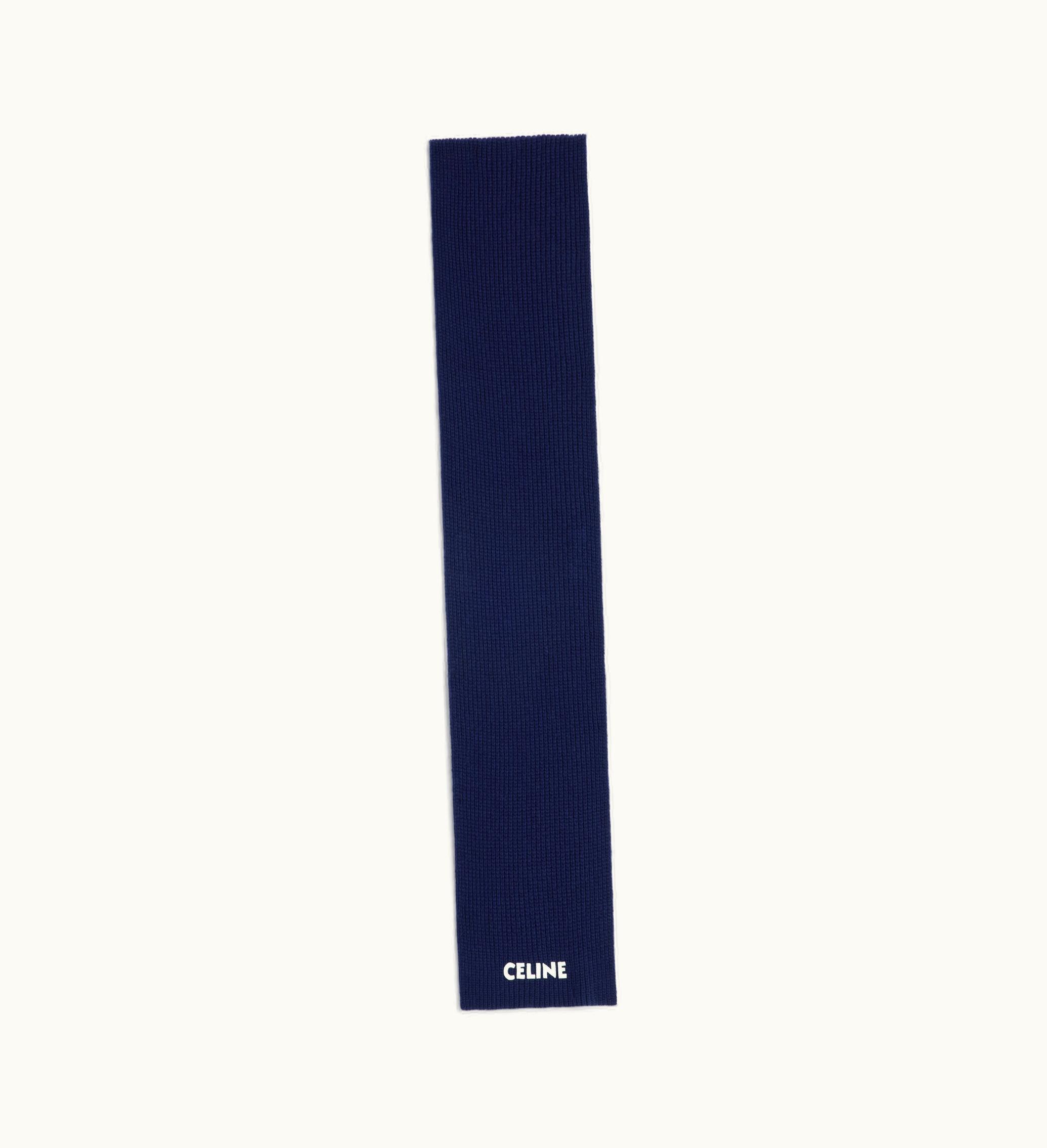 Celine Scarf In Ribbed Felted Wool - Navy