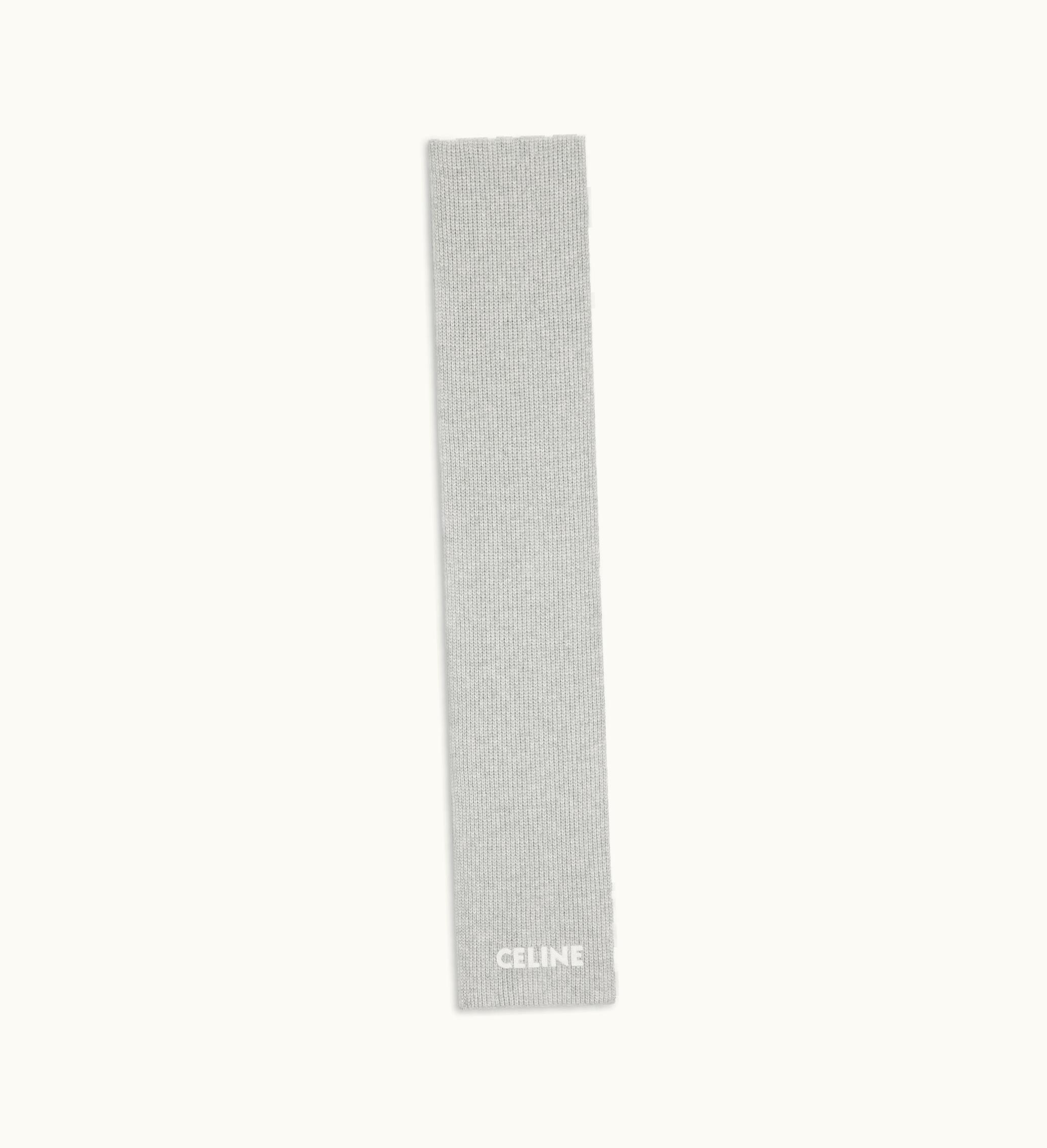 Celine Celine Scarf In Ribbed Felted Wool - Light Grey