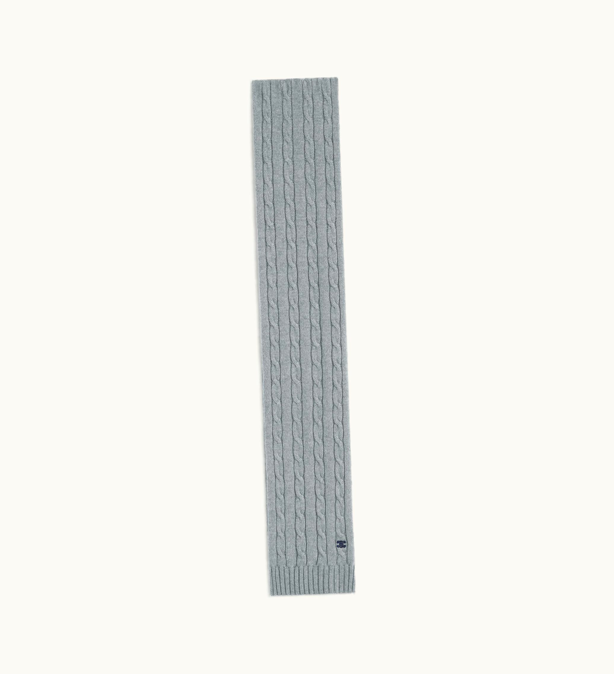 Celine CABLE-KNIT Triomphe Scarf In Cashmere - Grey