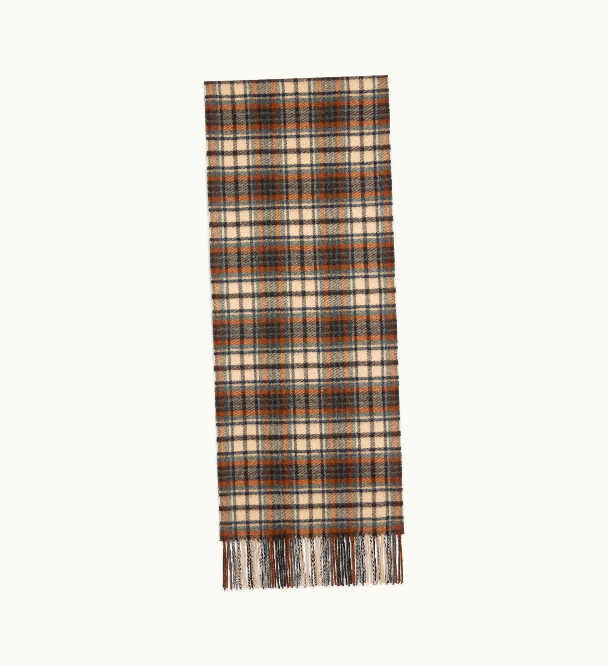 Celine Celine Scarf In Checked Cashmere - Dark Brown / Orange