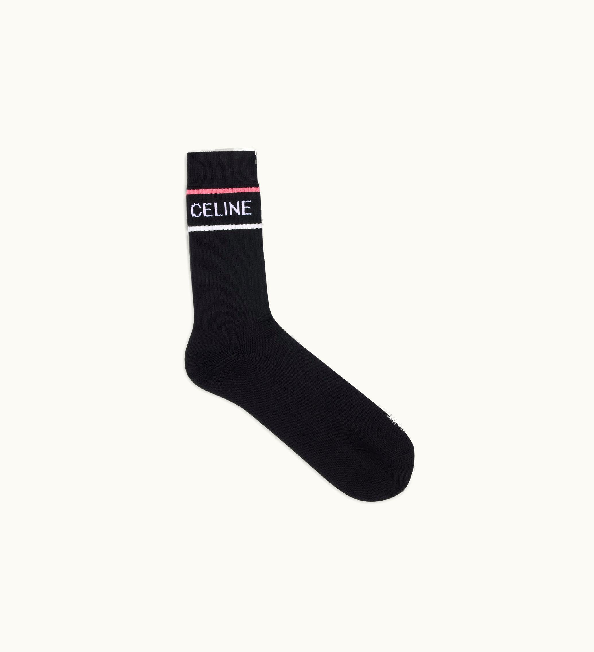 Celine Socks In Striped Cotton - Black / Pink