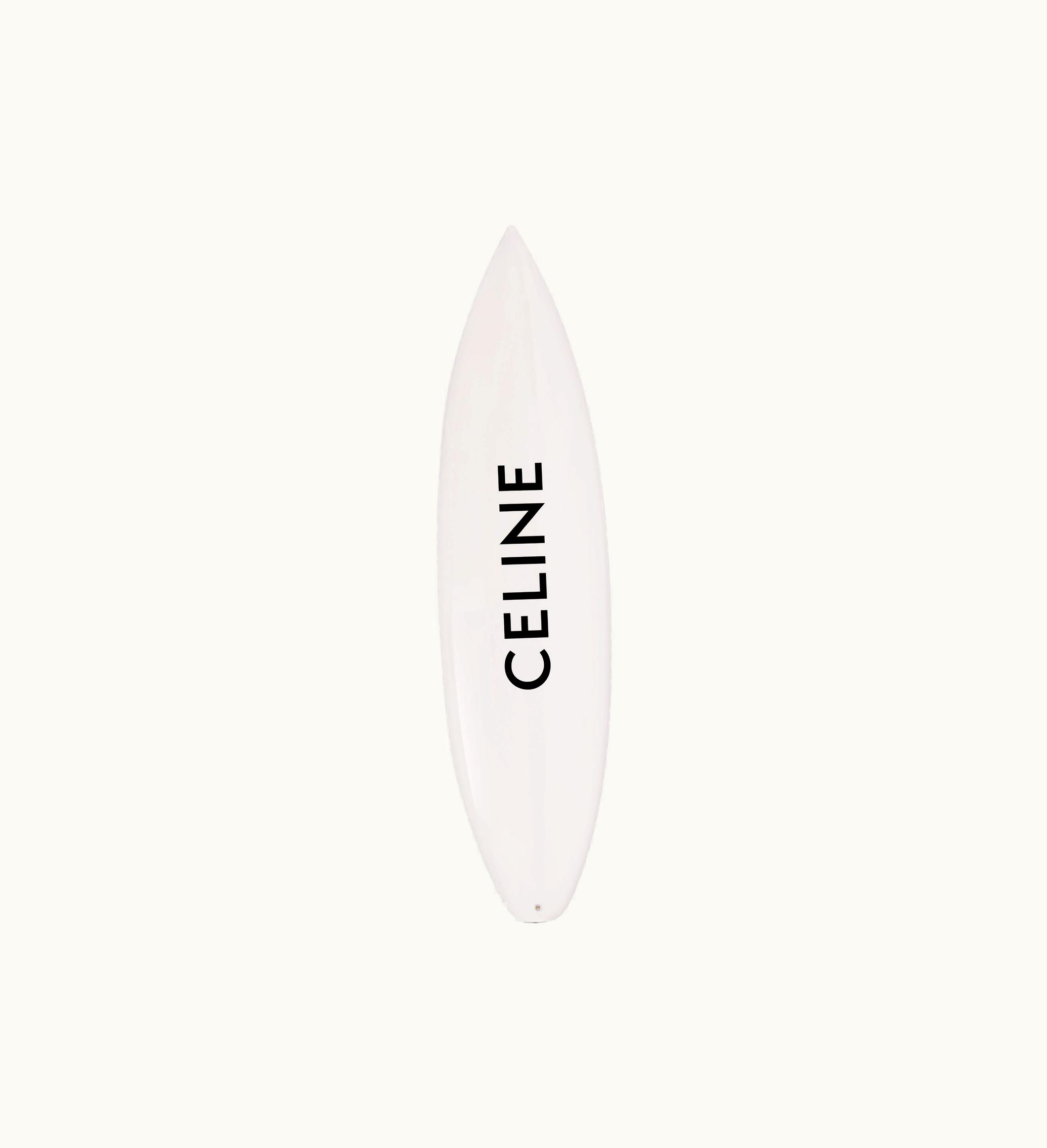 Celine White Shortboard With Celine Black Logo In Resin And Fiberglass - White / Black