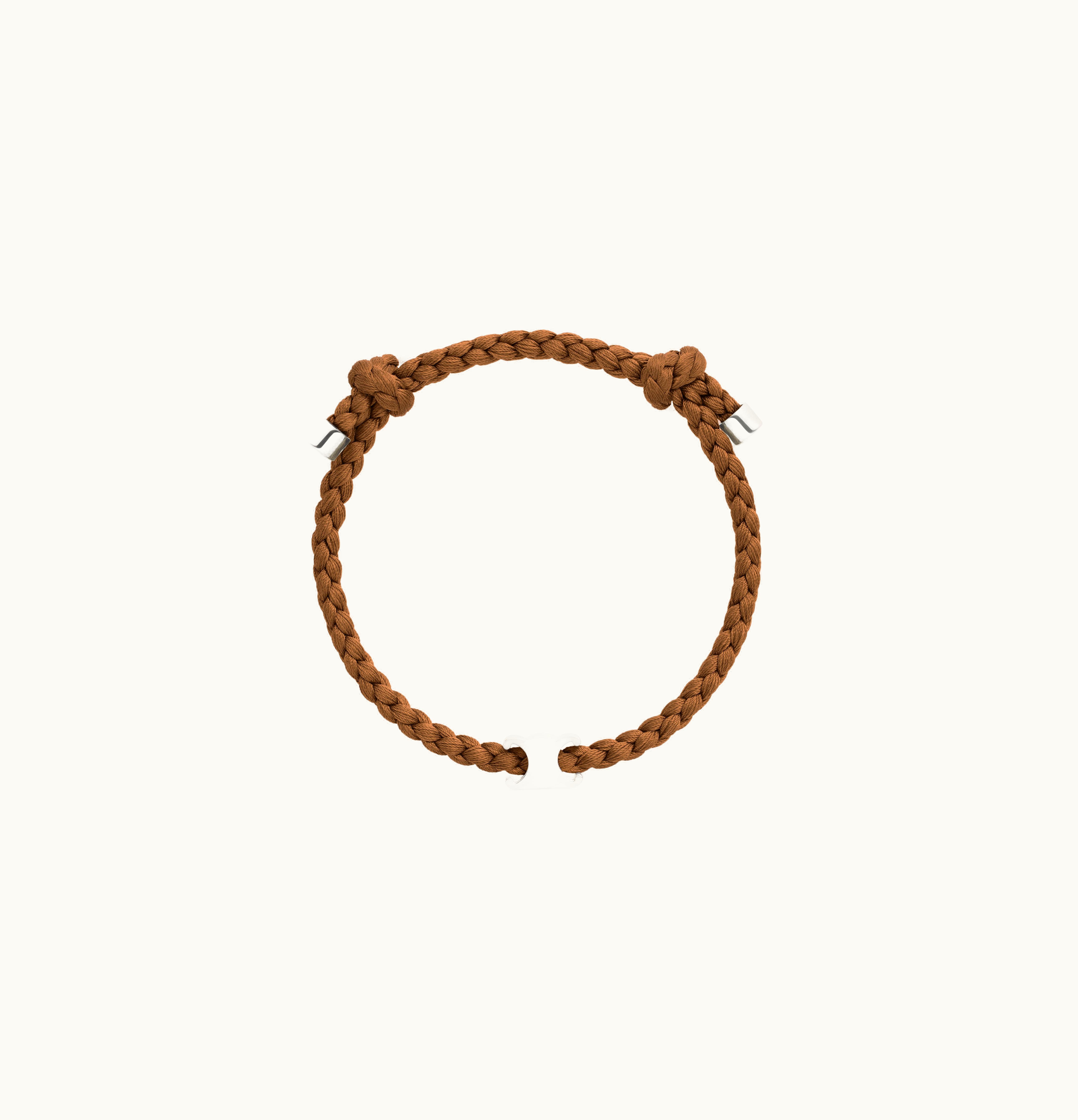 Celine Celine Triomphe Beach Bracelet In Silk And Brass With Rhodium Finish - Tan / Silver