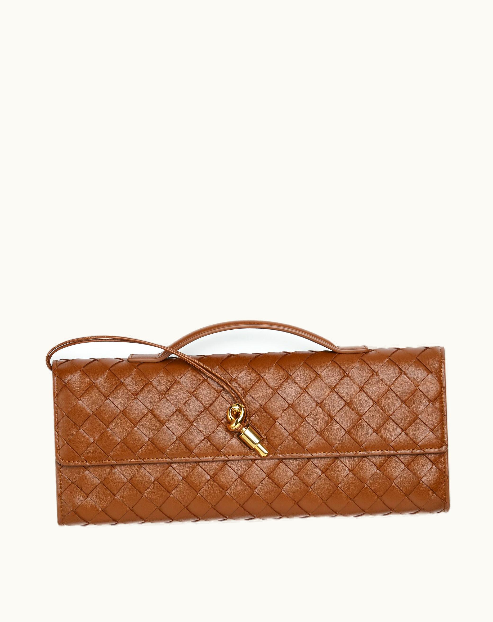 Bottega Veneta Bottega Veneta Women's Long Clutch Andiamo With Handle In Cognac