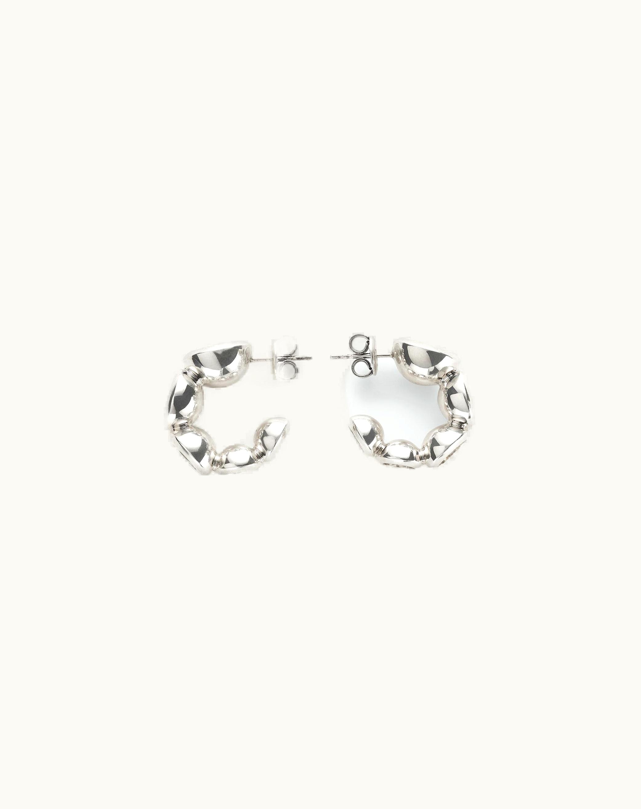 Bottega Veneta Bottega Veneta Women's Concave Hoop Earrings In Silver