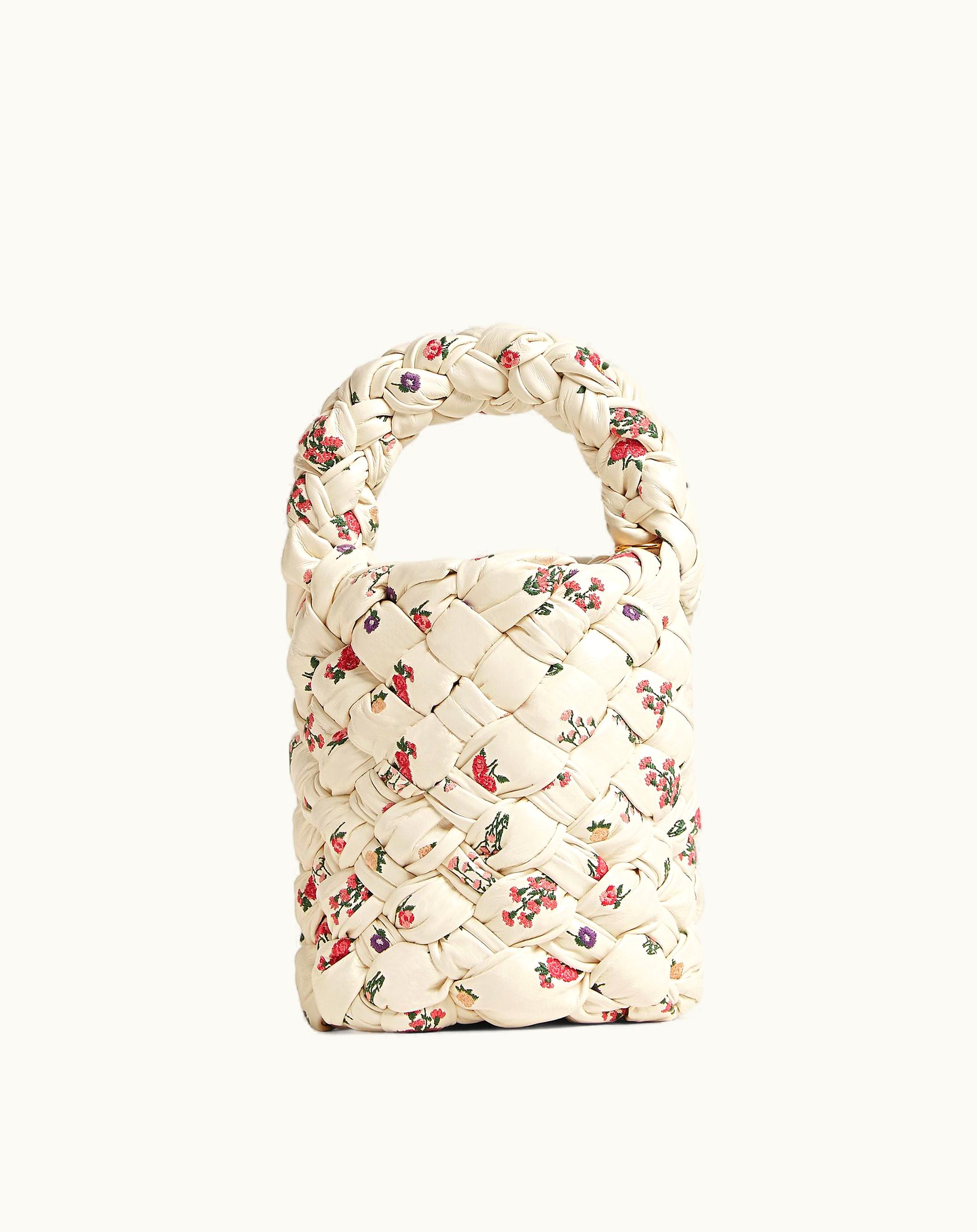 Bottega Veneta Bottega Veneta Women's Kalimero Bucket In Bone Embroidered Flowers