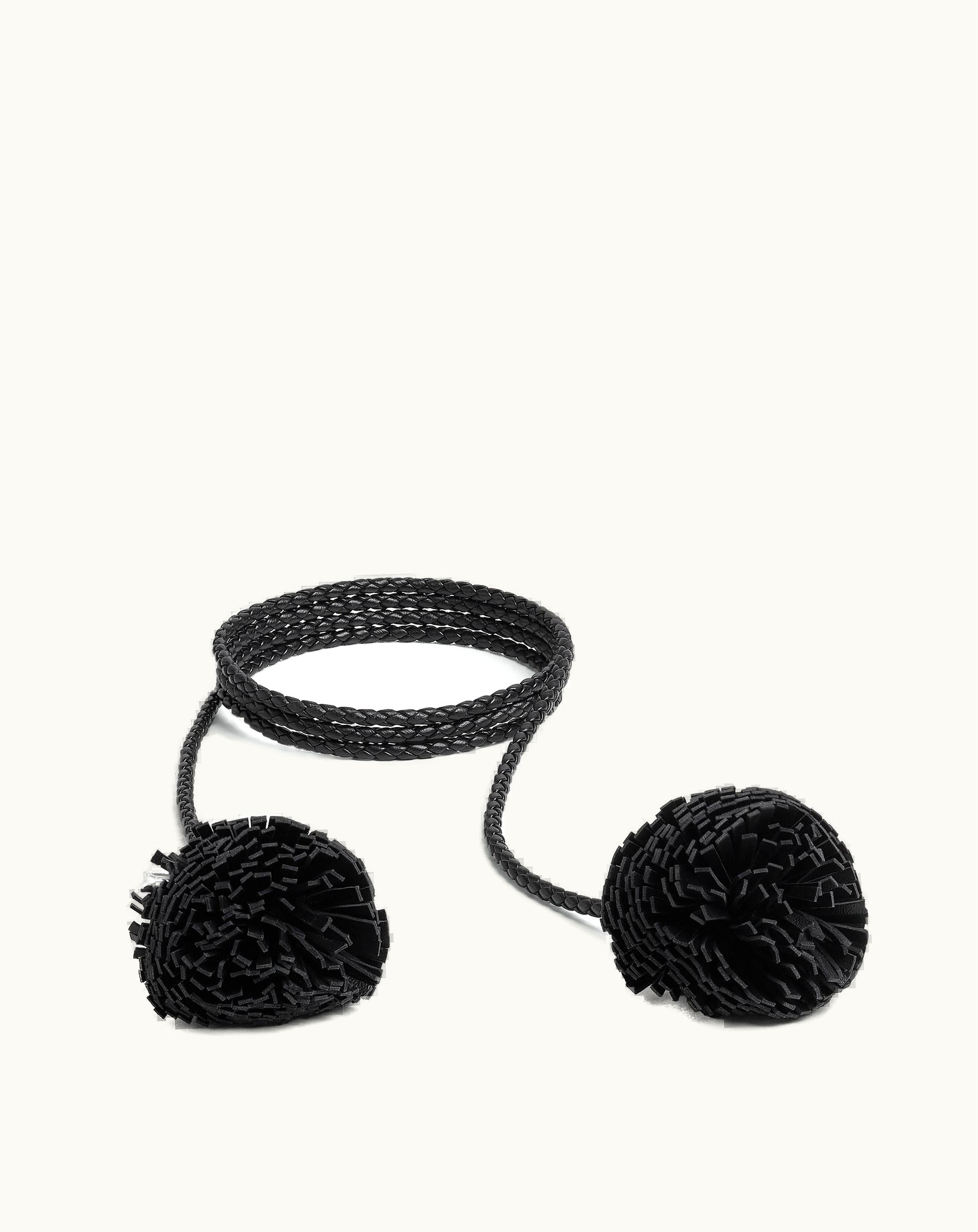 Bottega Veneta Bottega Veneta Women's Pompom Coaxial Belt In Black