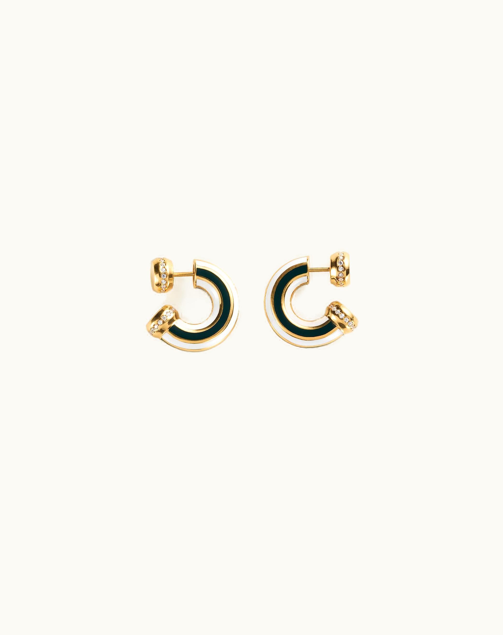 Bottega Veneta Bottega Veneta Women's Puzzle Earrings In White / Dark Green