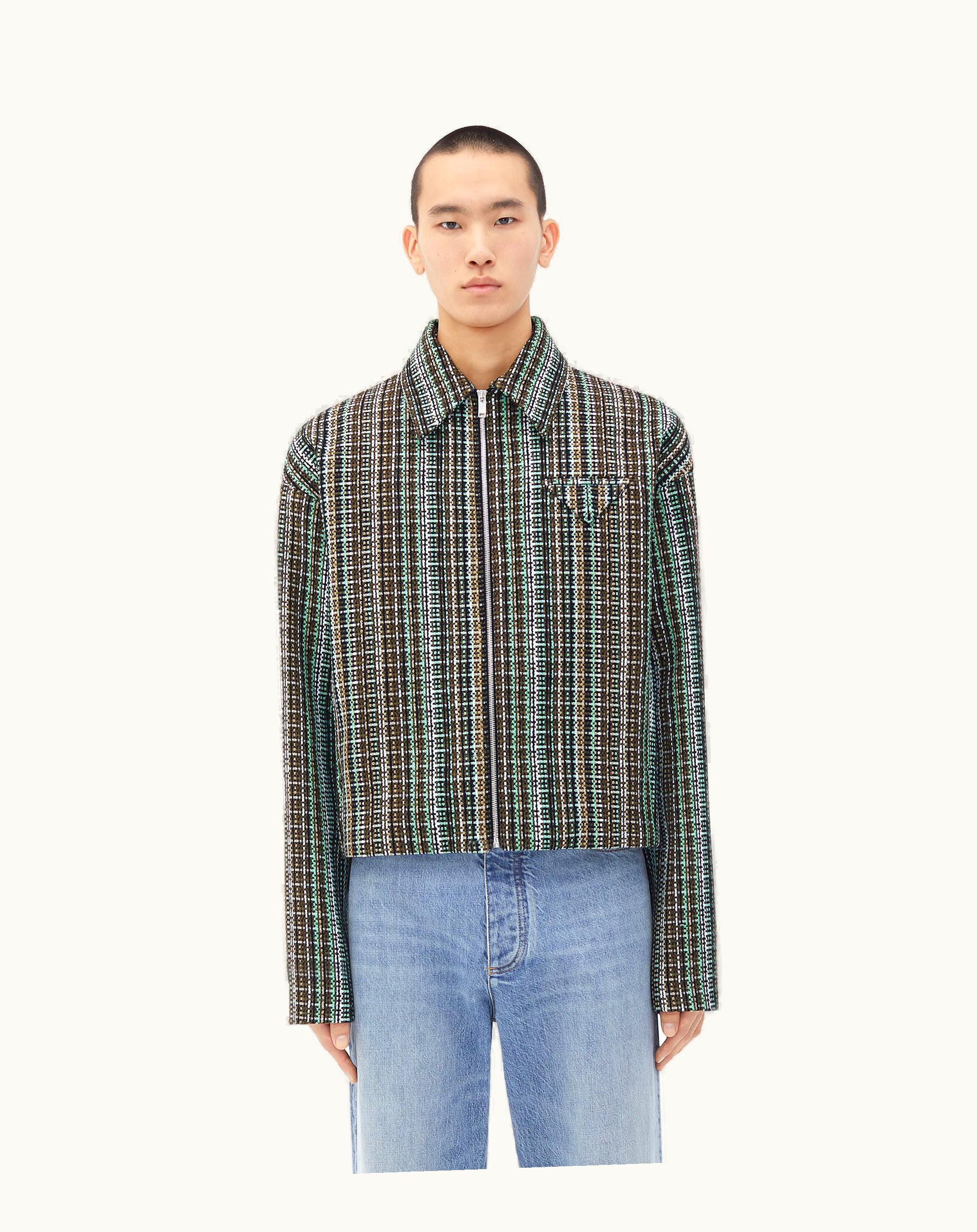 Bottega Veneta Bottega Veneta Men's Cotton Check Jacket In Black / Brown / Mint