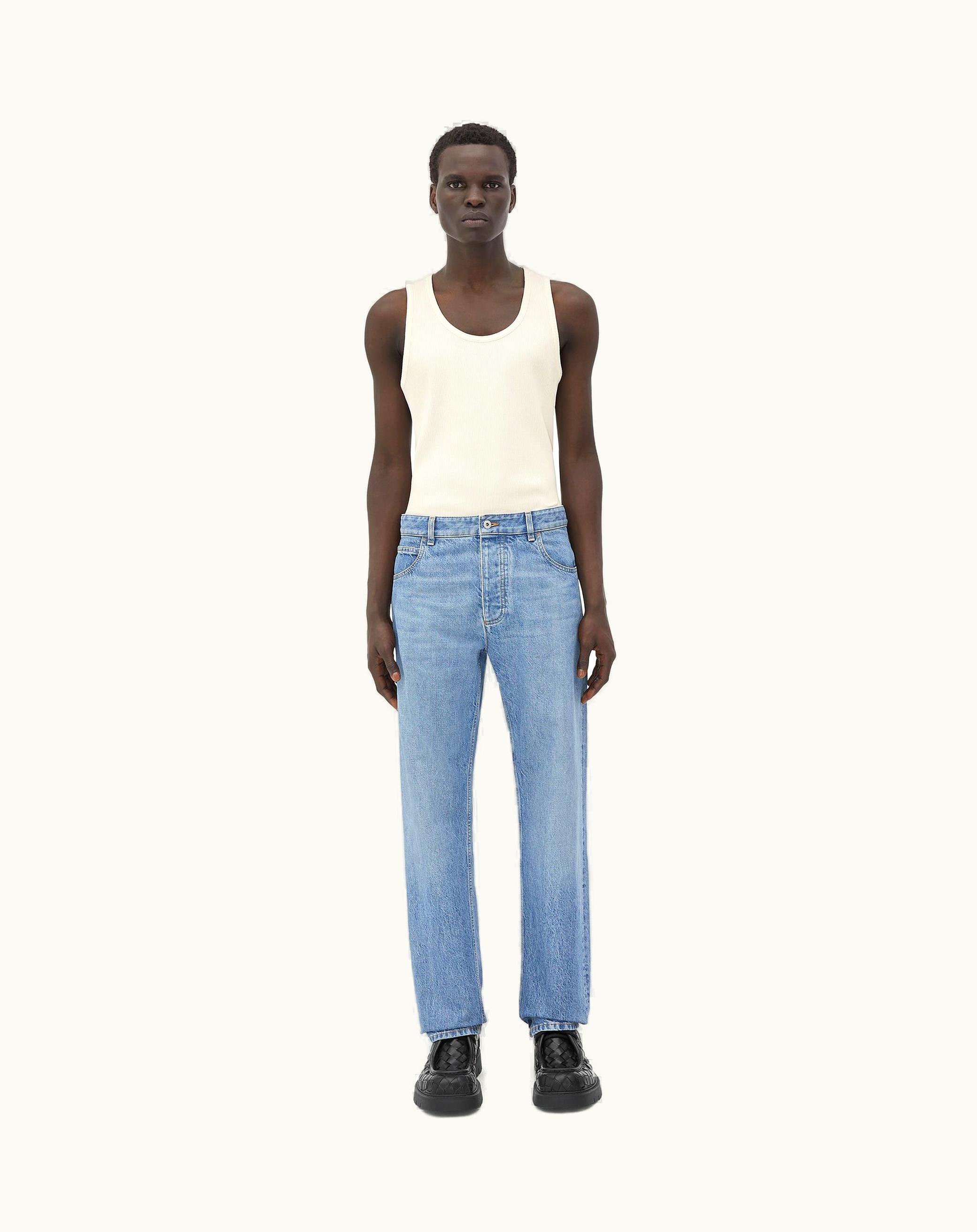 Bottega Veneta Bottega Veneta Men's Vintage Indigo Washed Straight Denim In Mid Blue