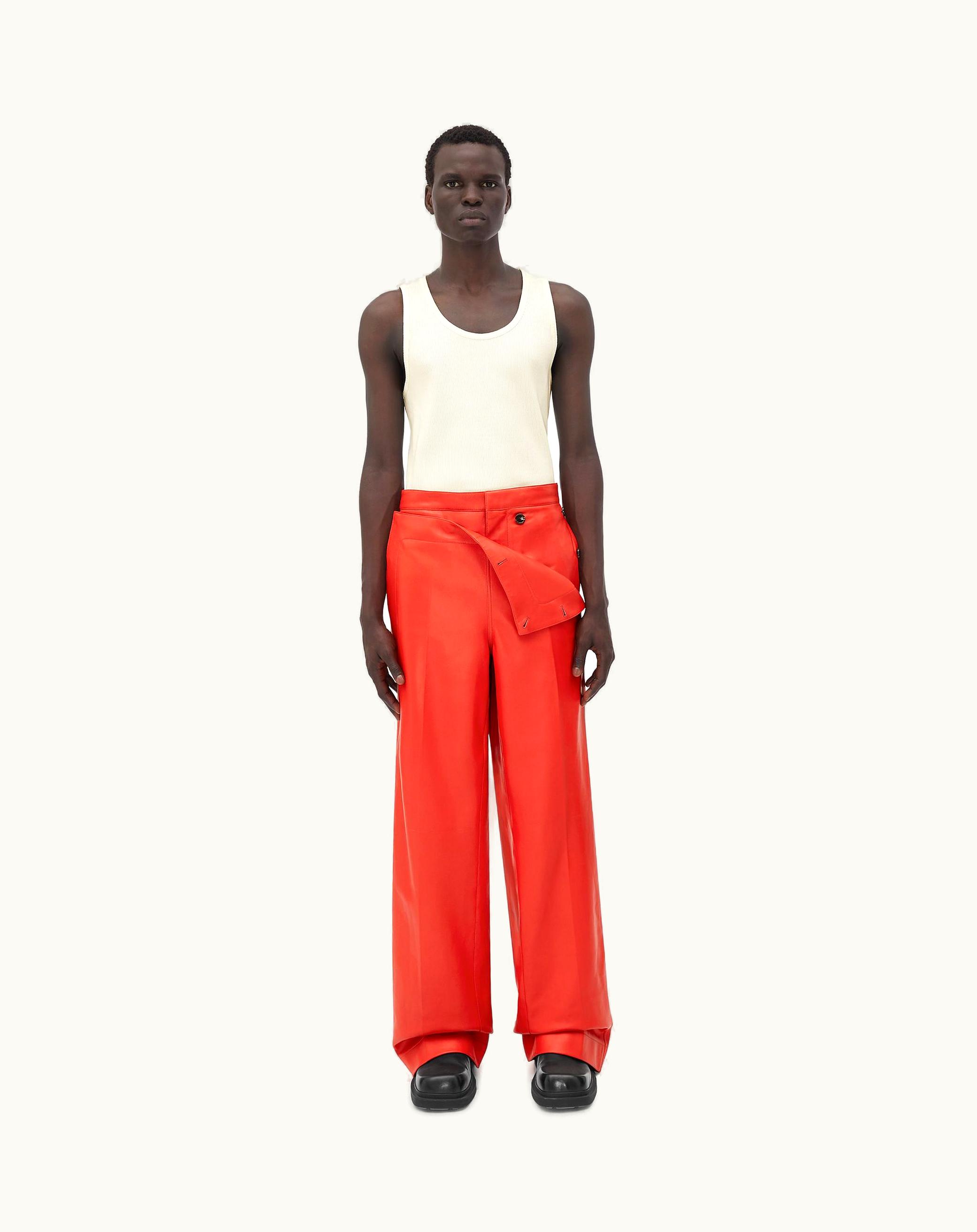 Bottega Veneta Bottega Veneta Men's Leather Sailor Trousers In Tulip
