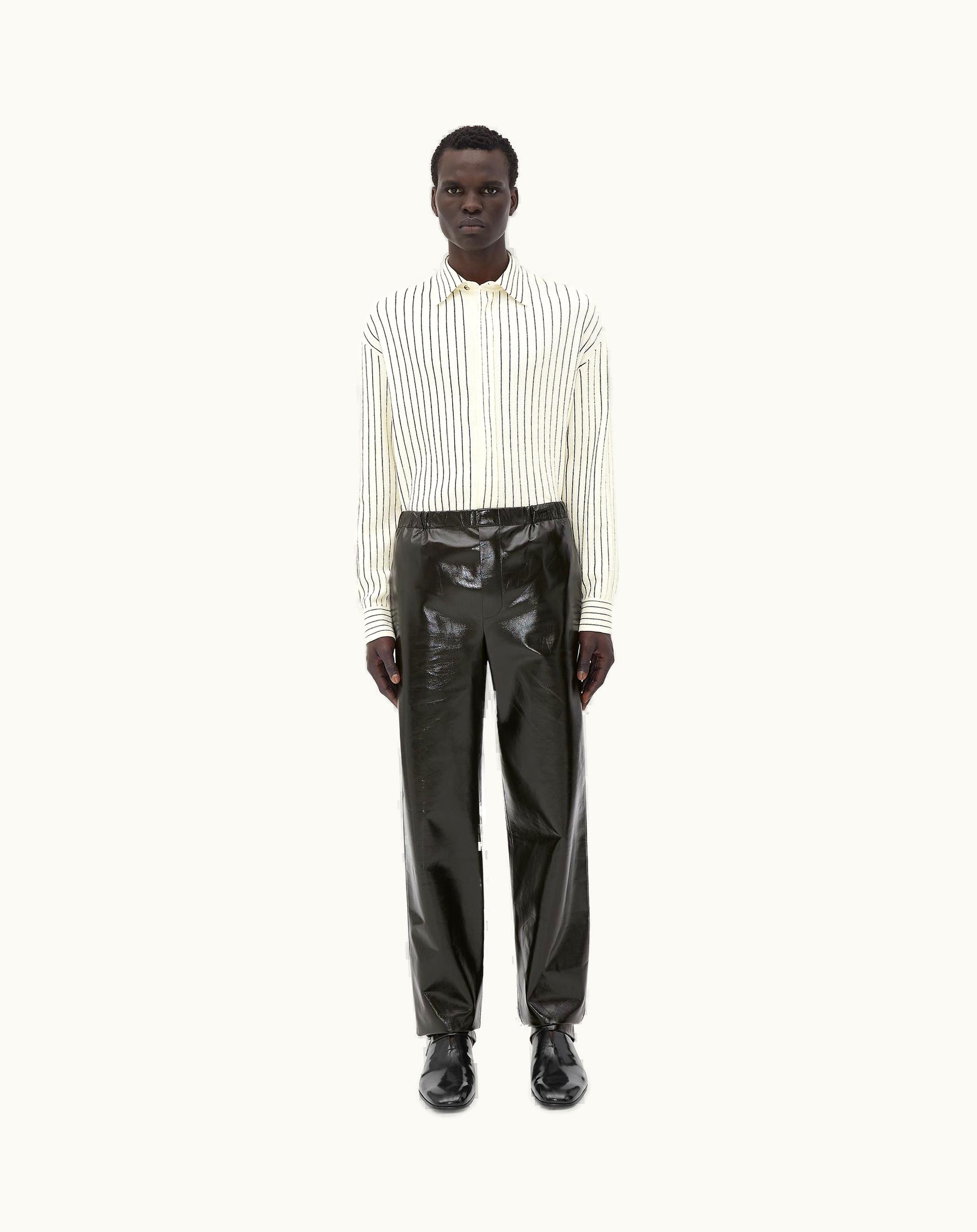 Bottega Veneta Bottega Veneta Men's Shiny Leather Elasticated Trousers In Kale