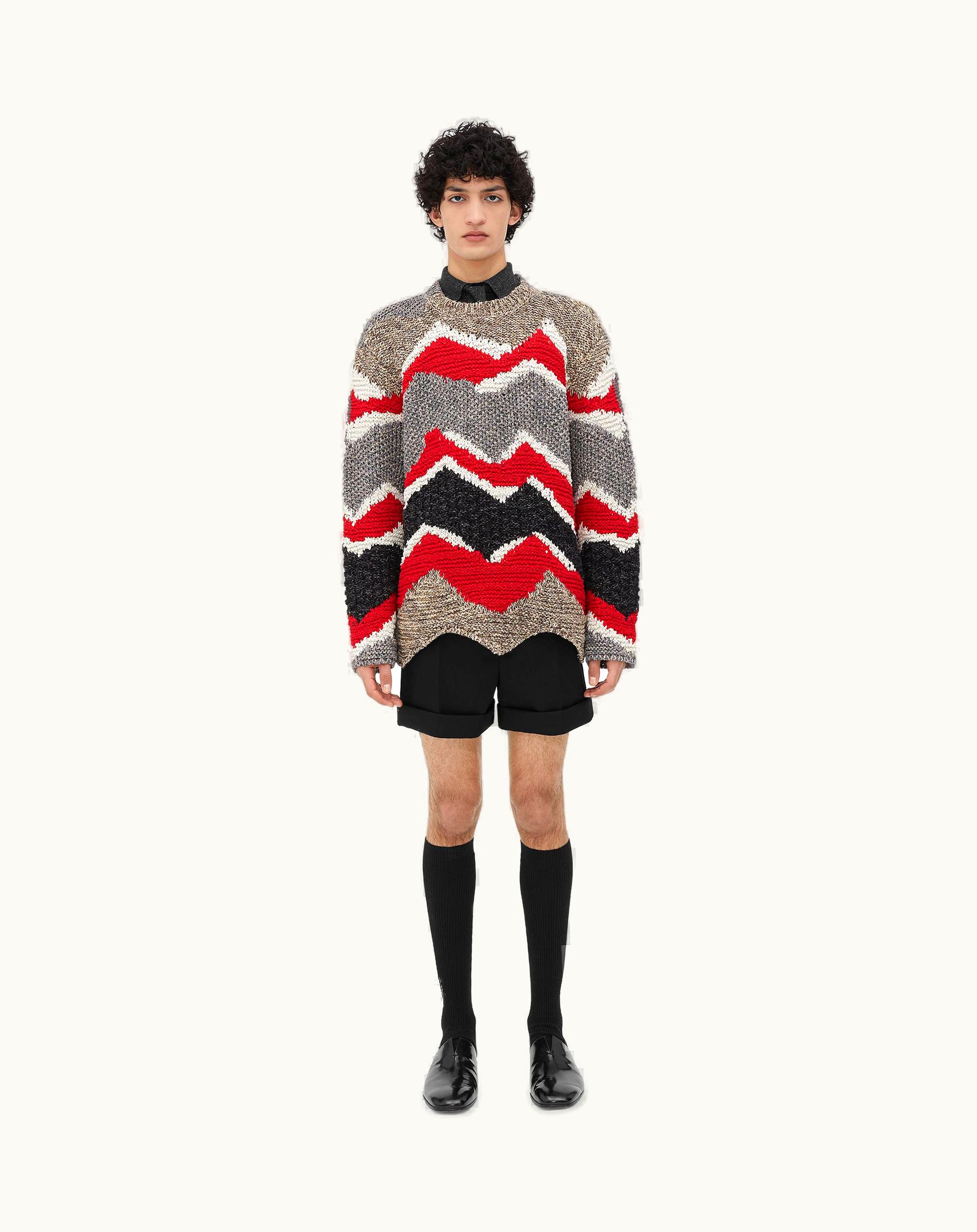 Bottega Veneta Bottega Veneta Men's Zig Zag Cotton Knit Jumper In Firework