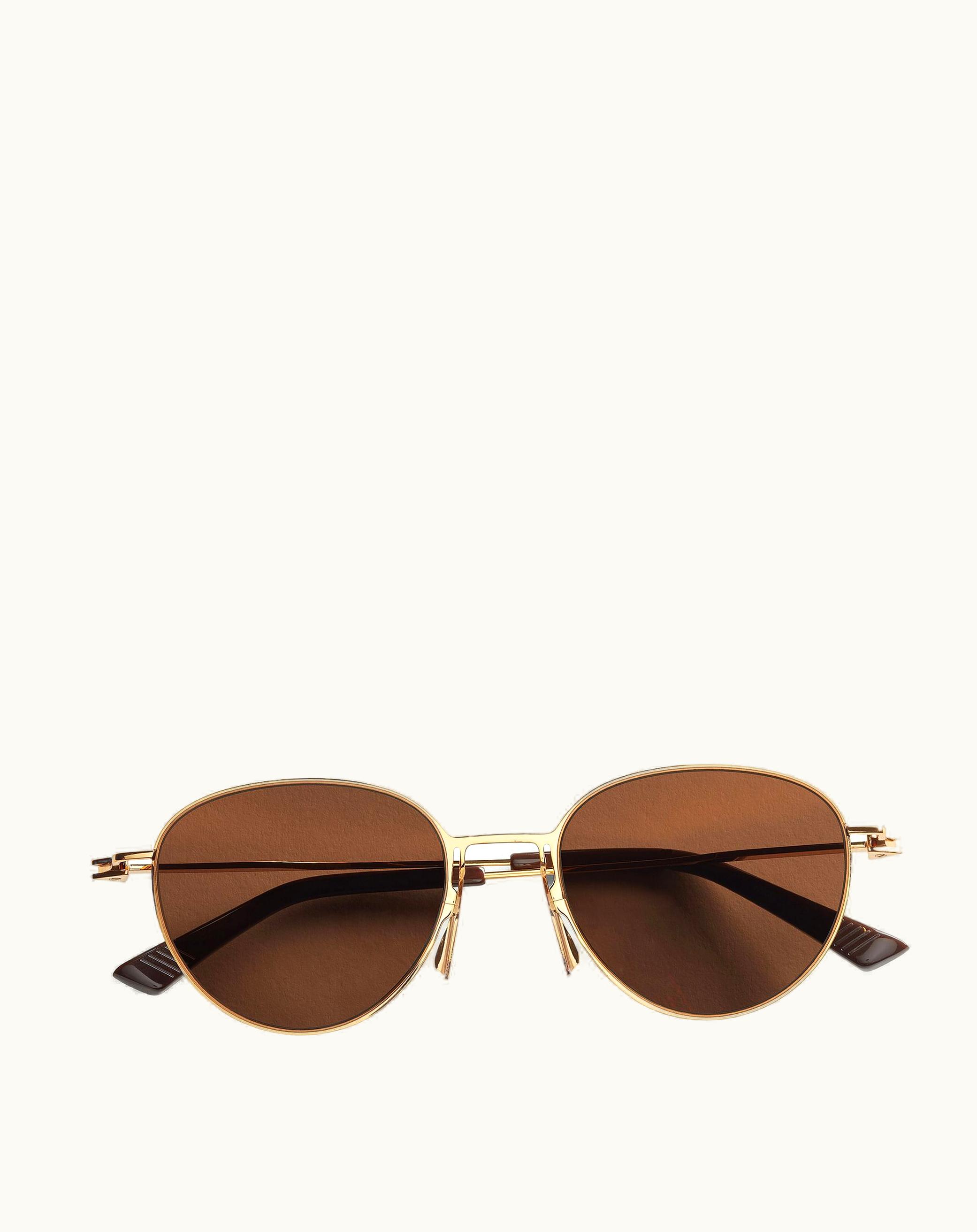Bottega Veneta Bottega Veneta Men's Ultrathin Metal Panthos Sunglasses In Gold / Brown