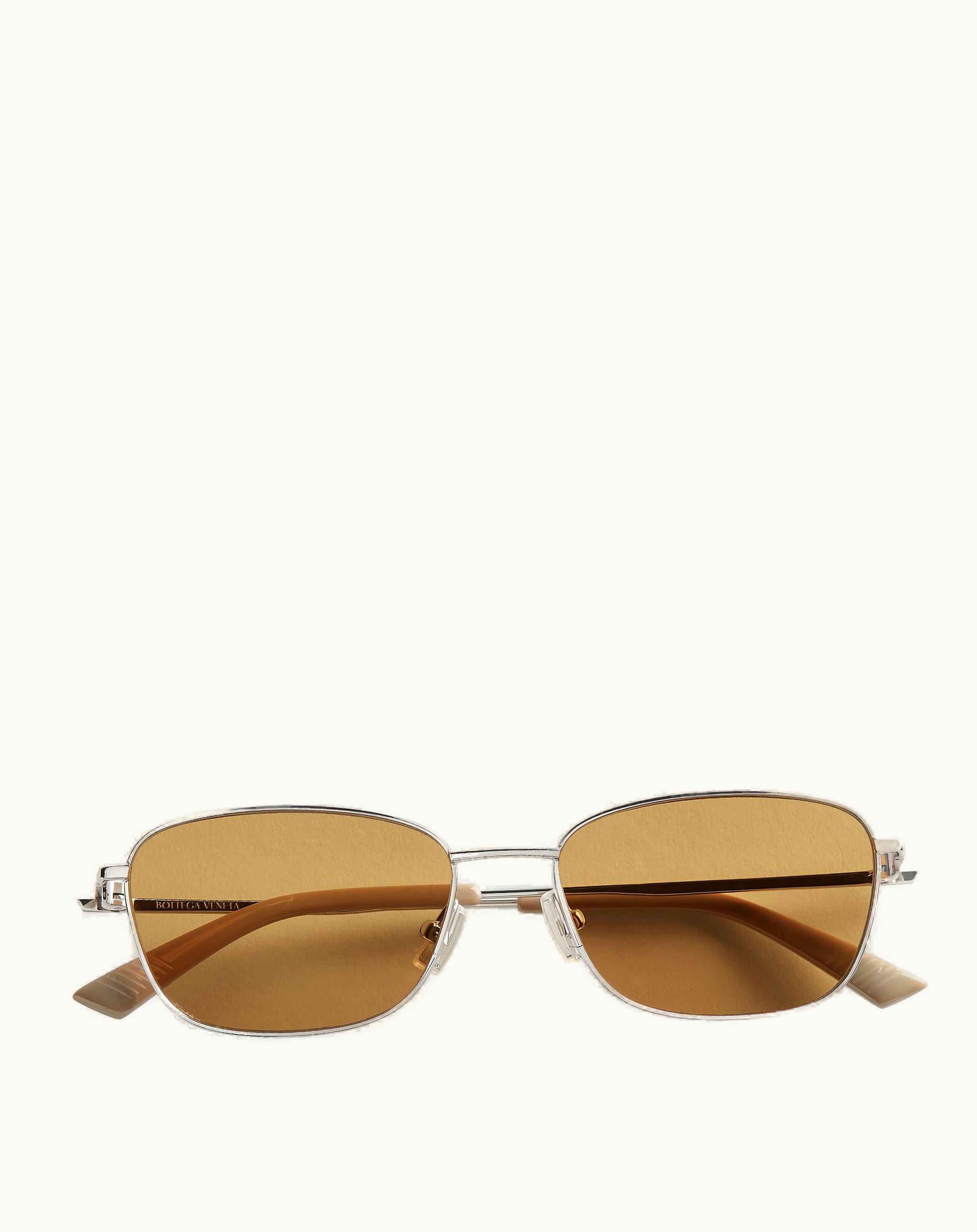 Bottega Veneta Bottega Veneta Split Rectangular Sunglasses In Silver / Brown