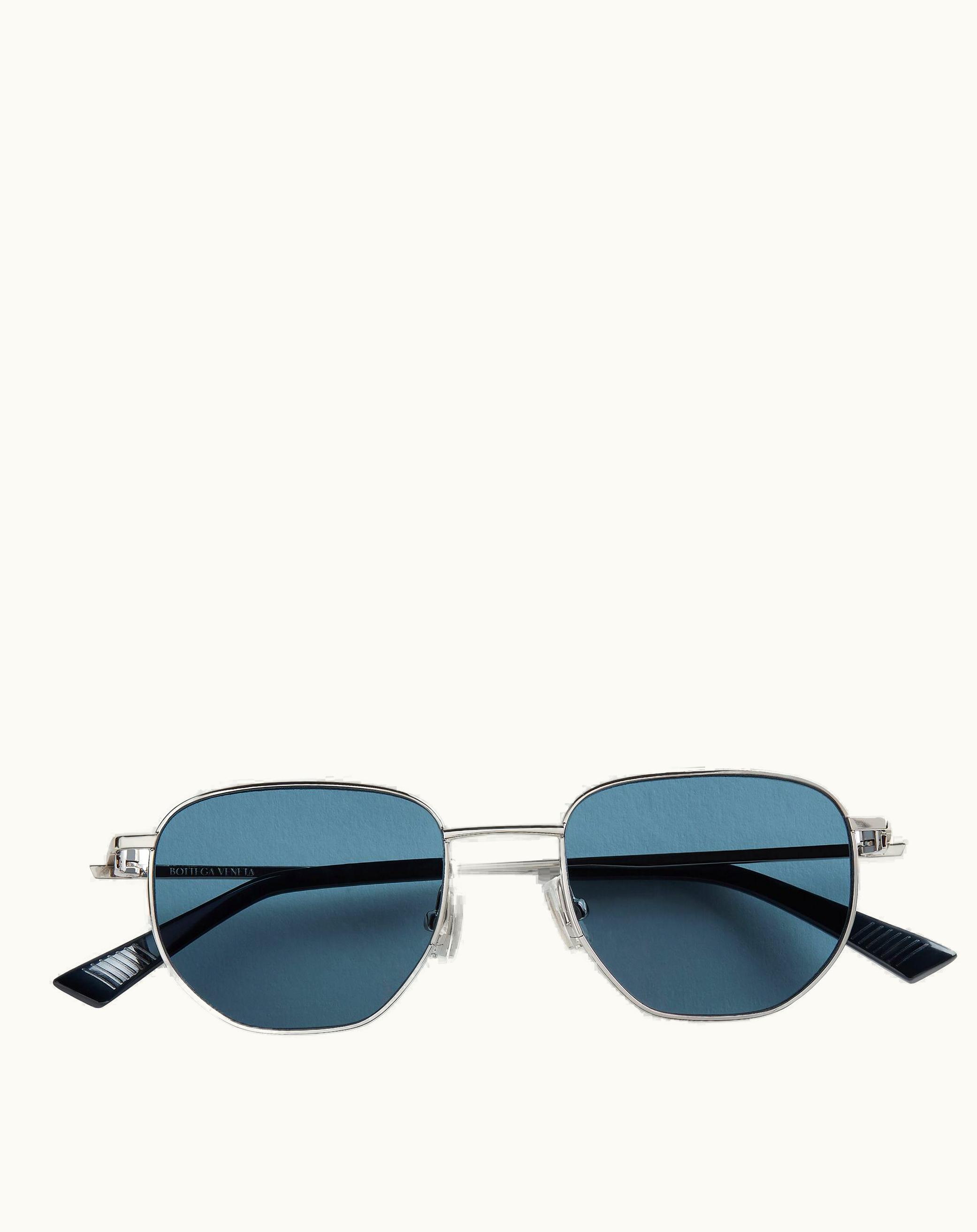 Bottega Veneta Bottega Veneta Split Panthos Sunglasses In Silver / Green
