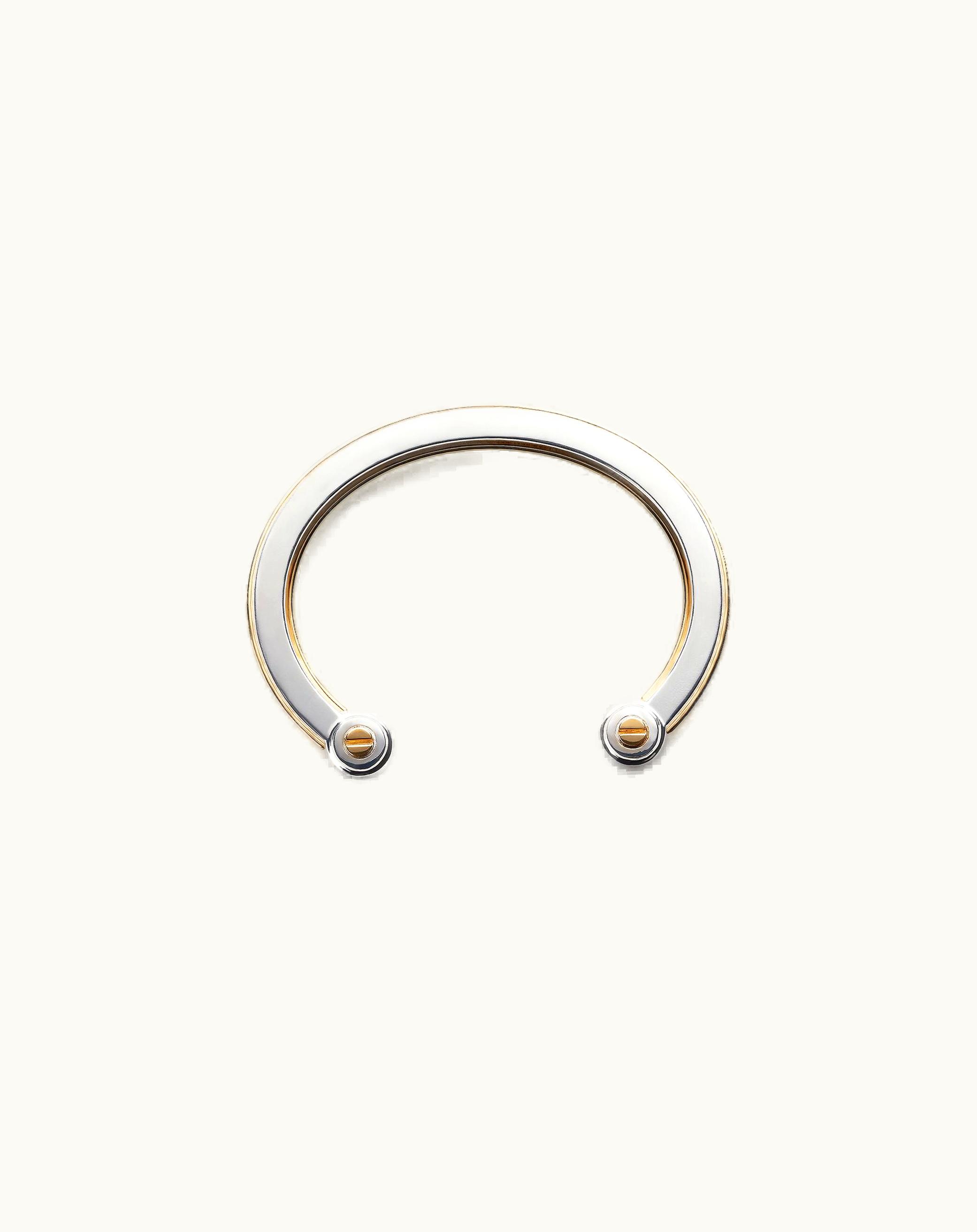 Bottega Veneta Bottega Veneta Men's Bolt Cuff Bracelet In Silver / Yellow Gold