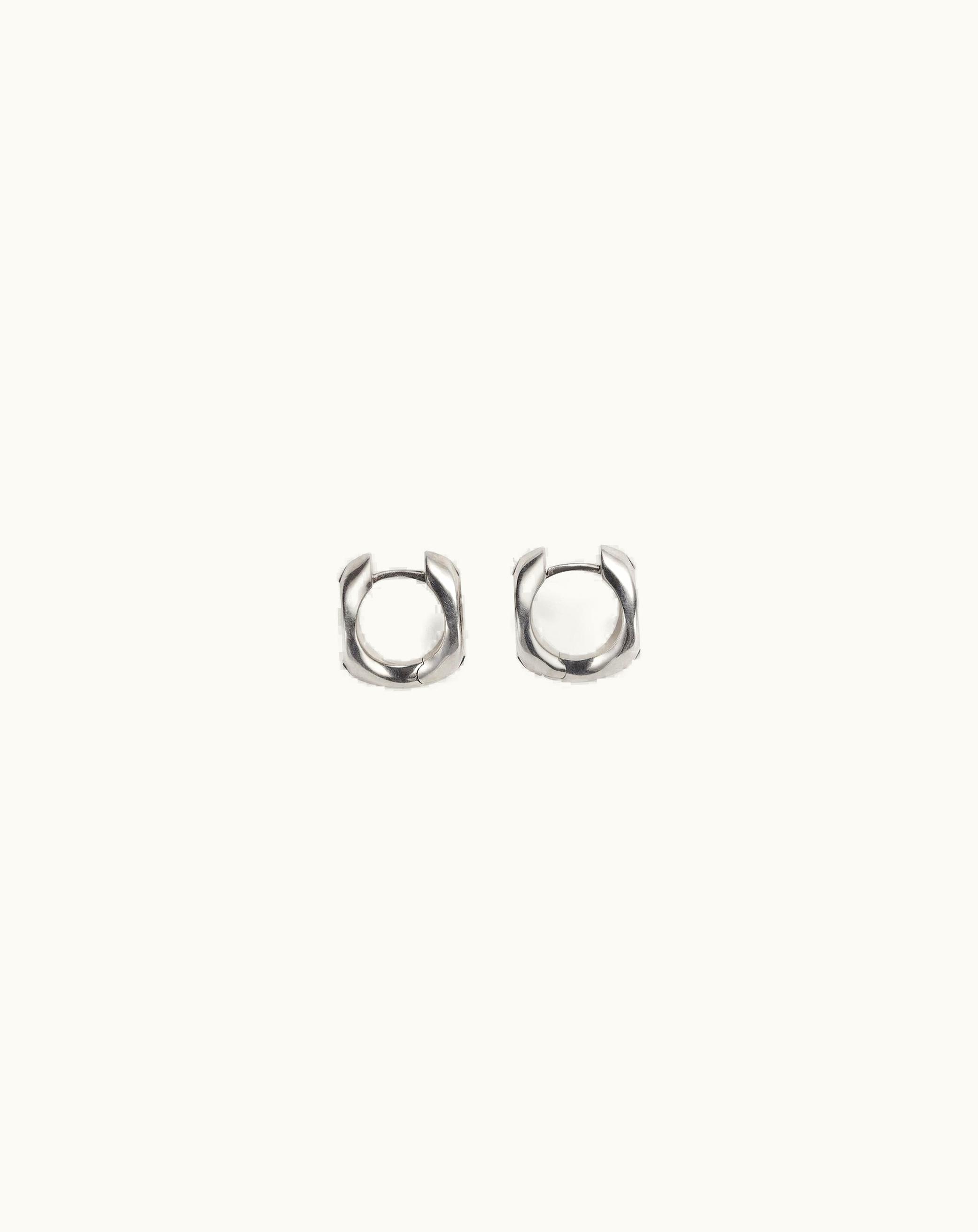 Bottega Veneta Bottega Veneta Men's Detail Hoop Earrings In Silver