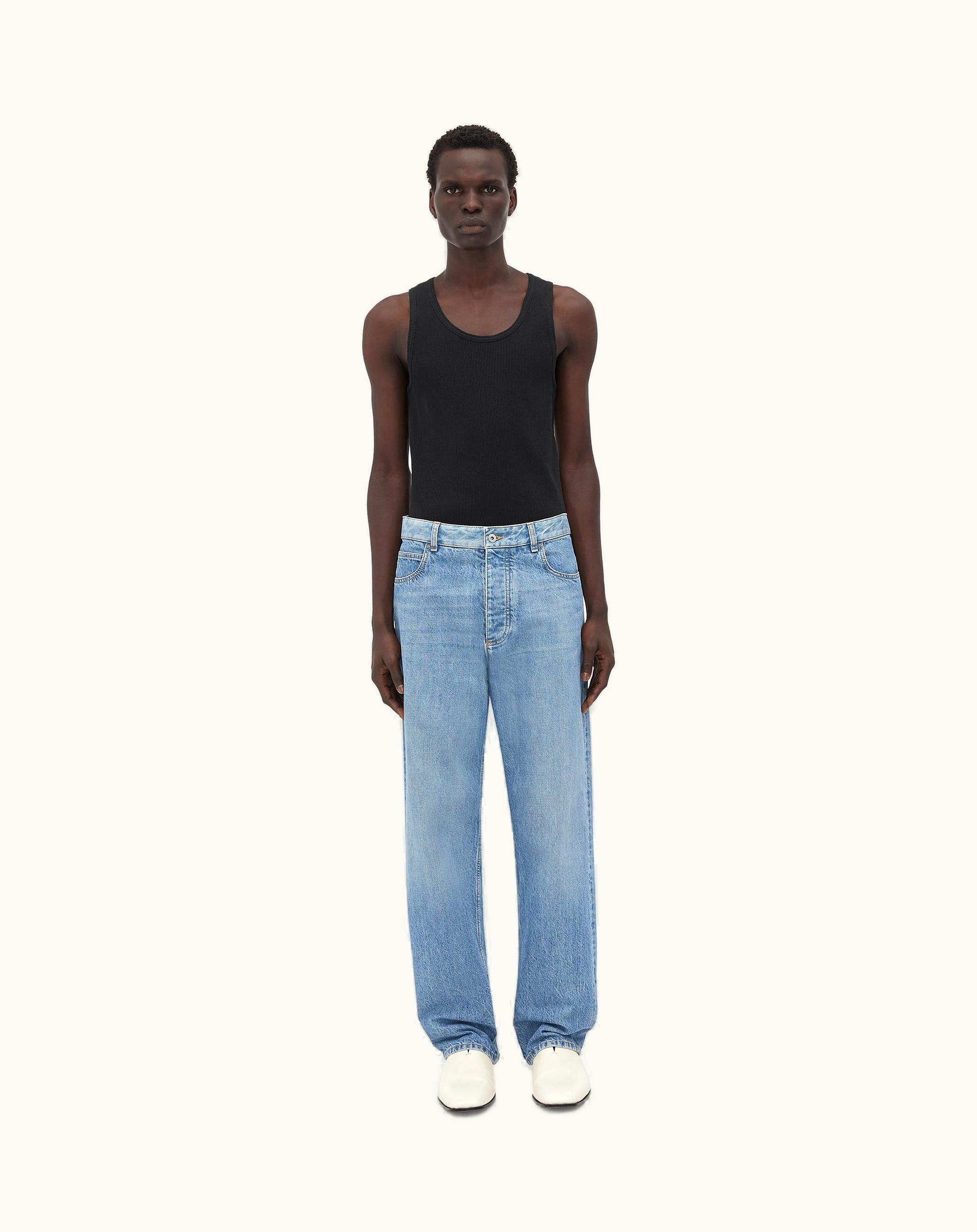 Bottega Veneta Bottega Veneta Men's Vintage Indigo Washed Wide Leg Denim In Mid Blue