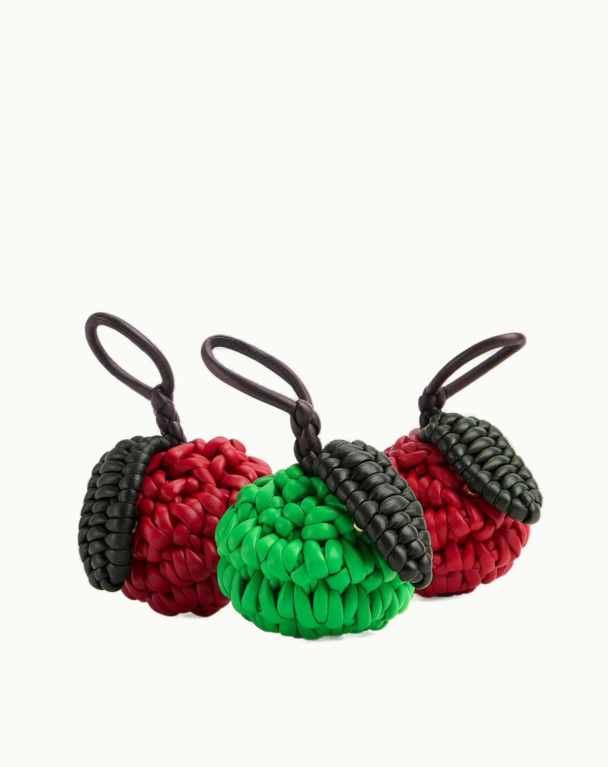 Bottega Veneta Bottega Veneta Intreccio Nappa Apple Set In Dark Red / Grass / Dark Green / Fondant