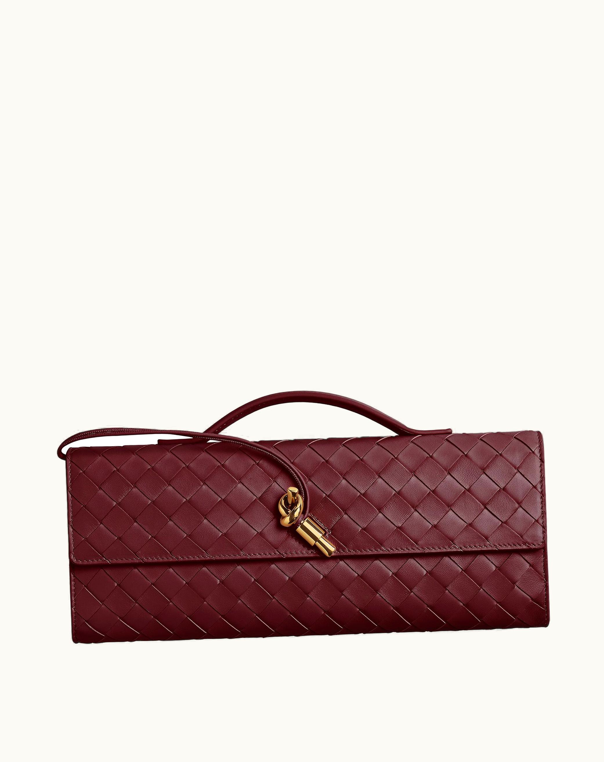 Bottega Veneta Bottega Veneta Women's Long Clutch Andiamo With Handle In Barolo