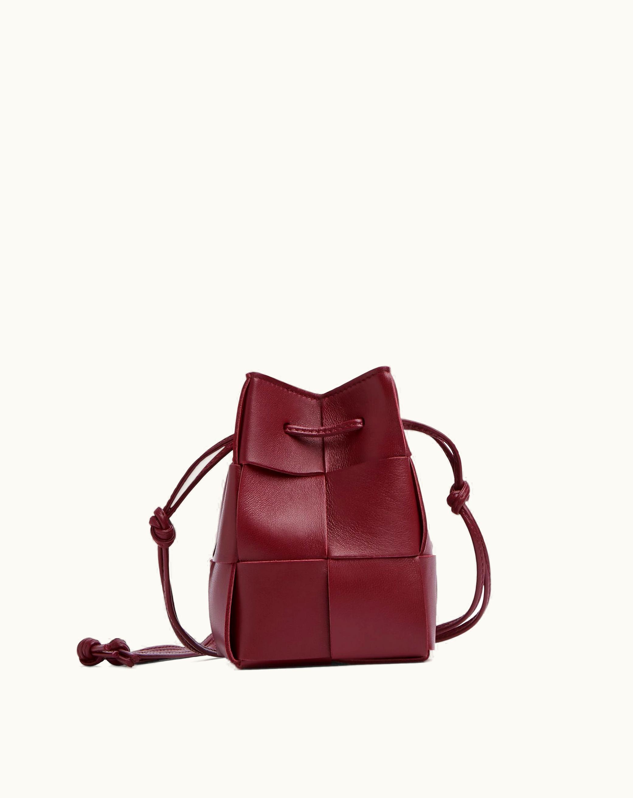 Bottega Veneta Mini Cassette Bucket Bag In Bordeaux