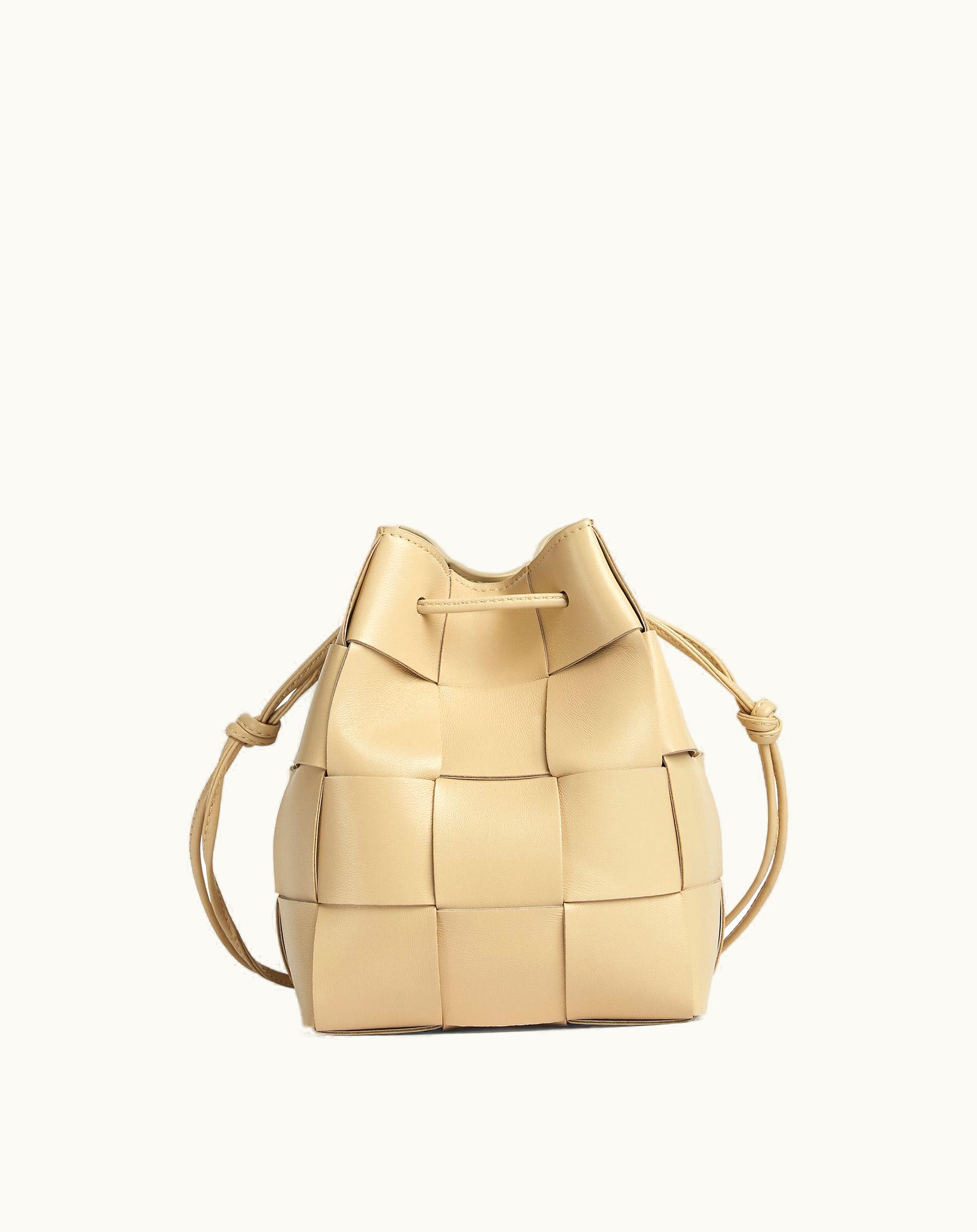 Bottega Veneta Small Cassette Cross-Body Bucket In Porridge