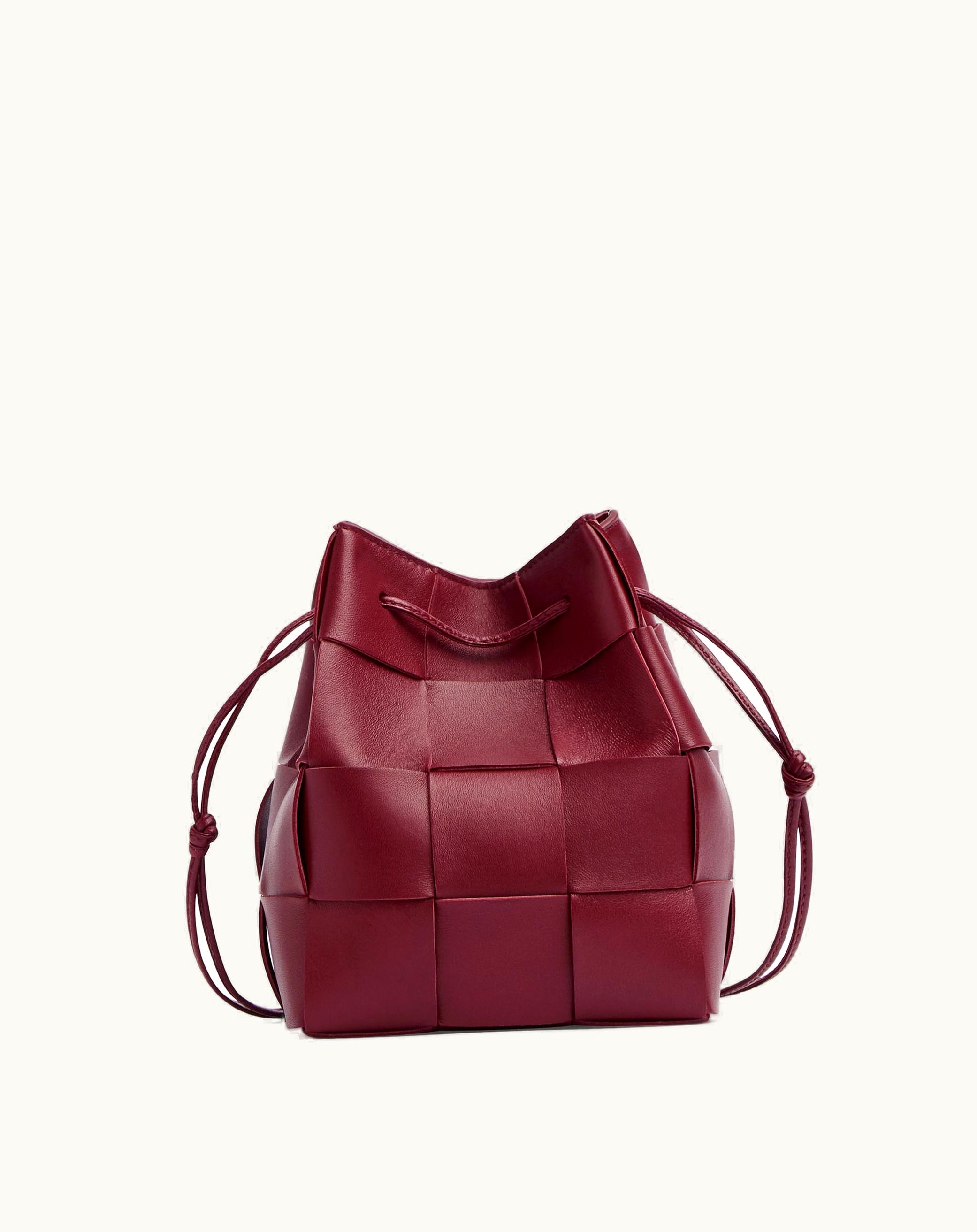Bottega Veneta Small Cassette Cross-Body Bucket In Bordeaux