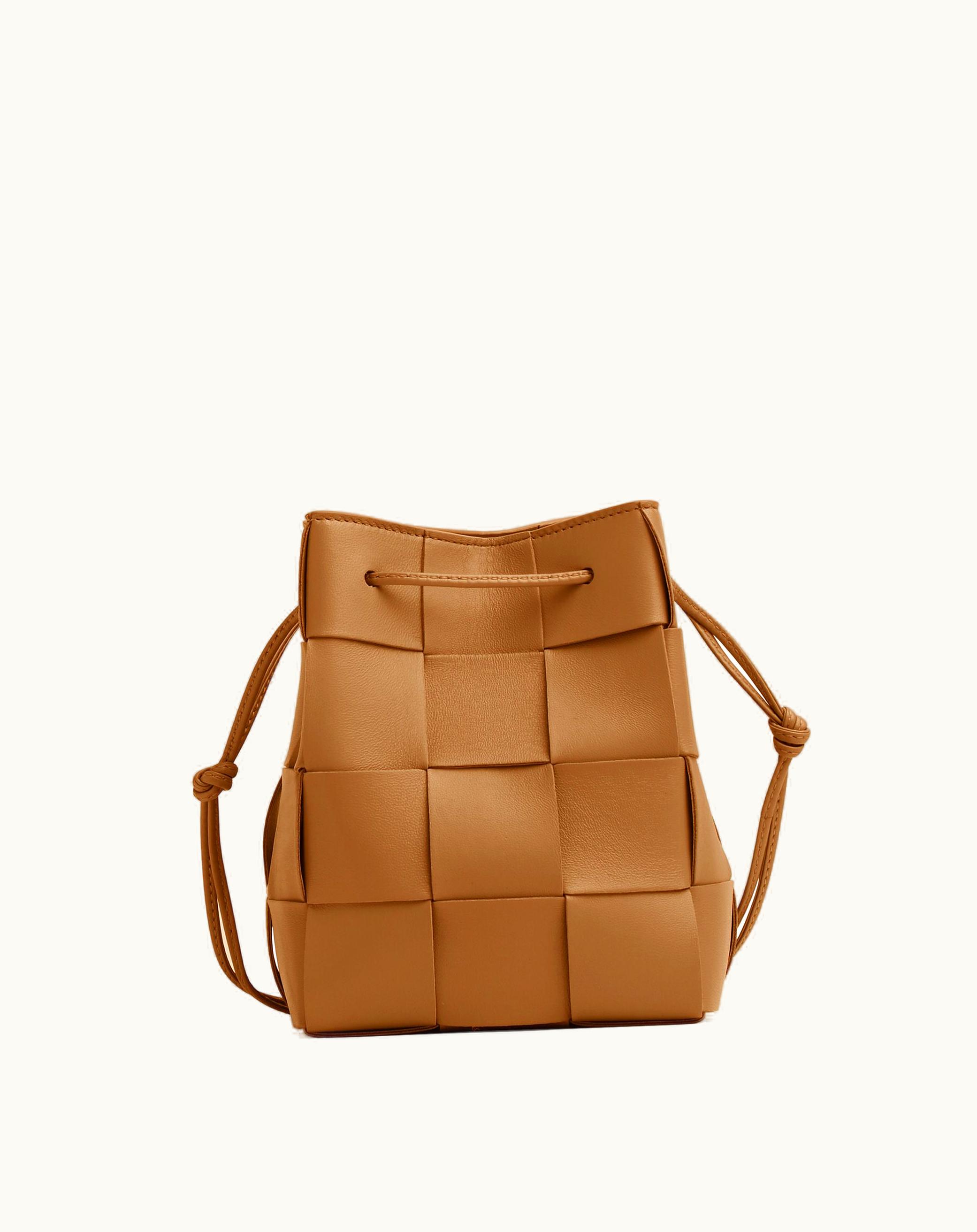 Bottega Veneta Small Cassette Cross-Body Bucket In Camel