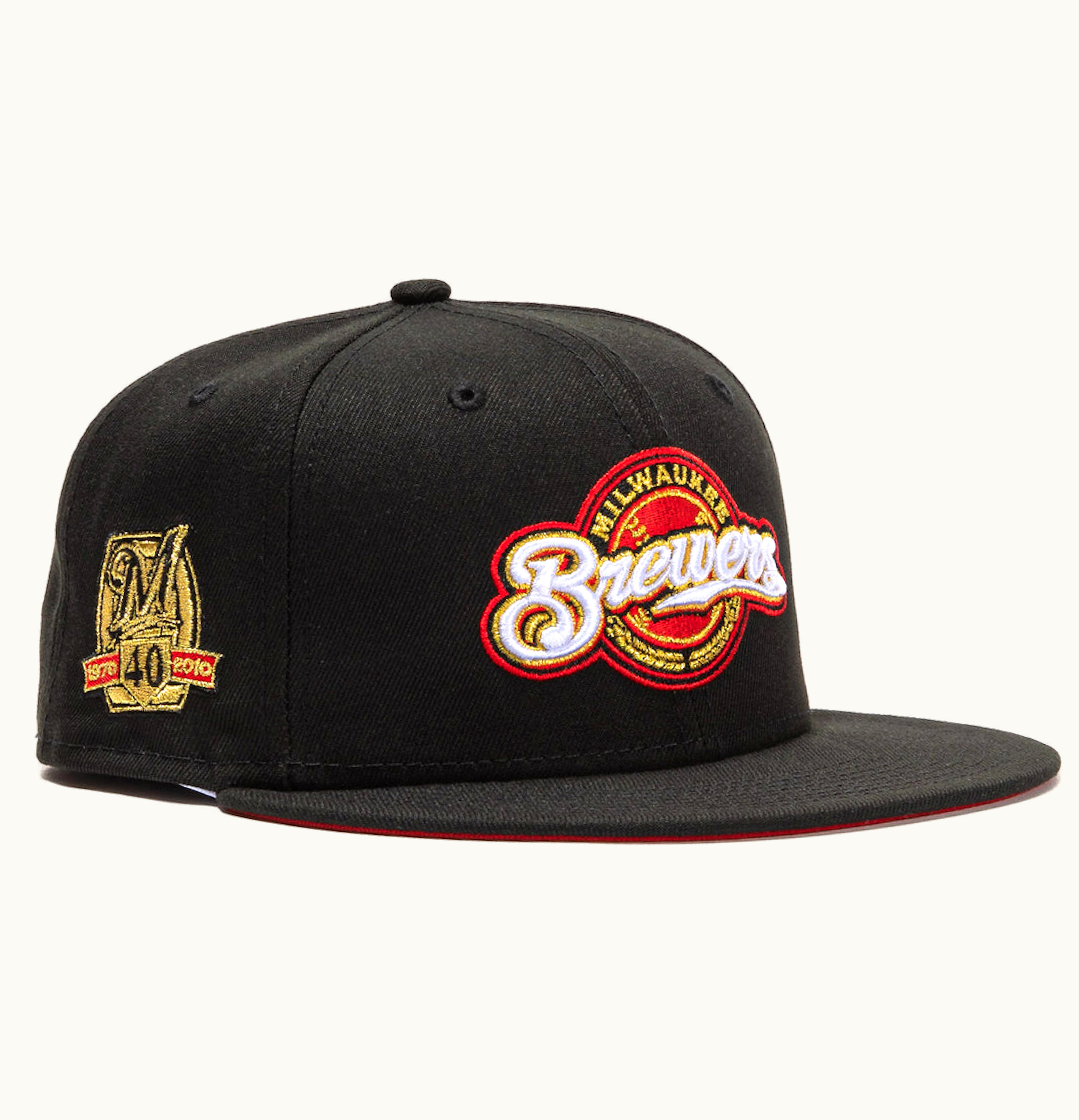 New Era New Era Milwaukee Brewers Beer Pack 40th Anniversary Patch Logo Hat Club Exclusive 59Fifty Fitted Hat Black