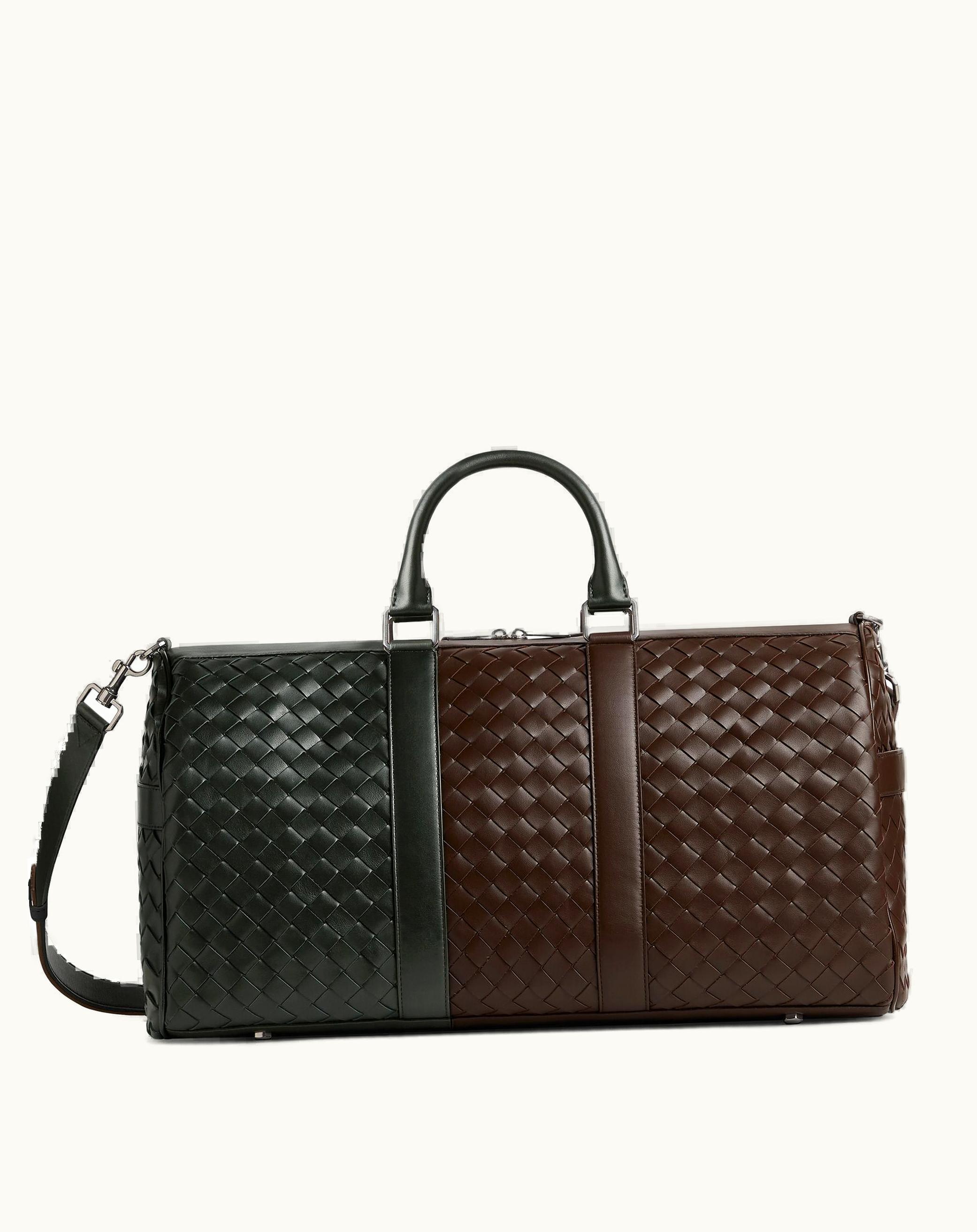 Bottega Veneta Bottega Veneta Men's Medium Intrecciato Duffle In Light Brown / Dark Green