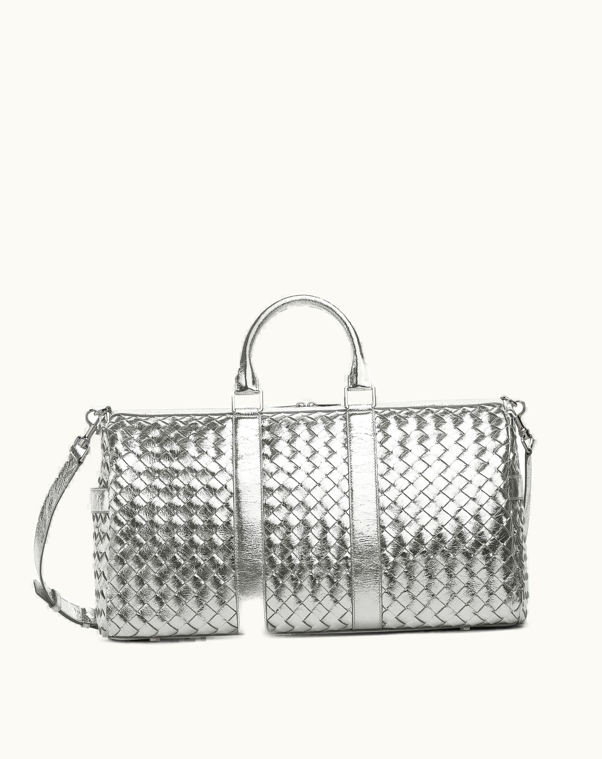 Bottega Veneta Bottega Veneta Men's Medium Intrecciato Duffle In Silver